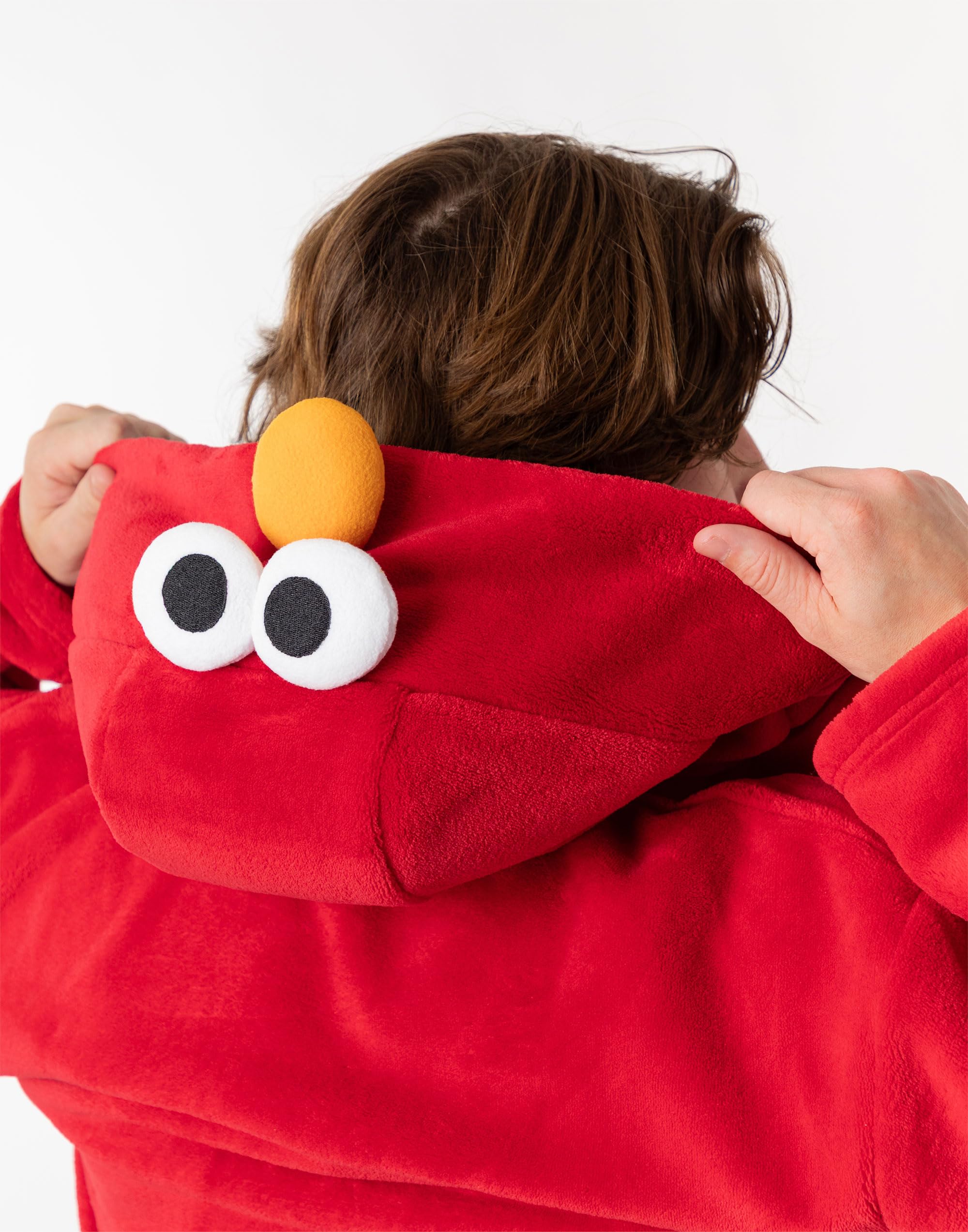 Vanilla Underground Albornoz rojo con capucha de Elmo de Barrio Sésamo | Ropa de estar por casa de polar suave de manga larga con detalle 3D en la capucha | Unisex adulto | Sesame Street Merch