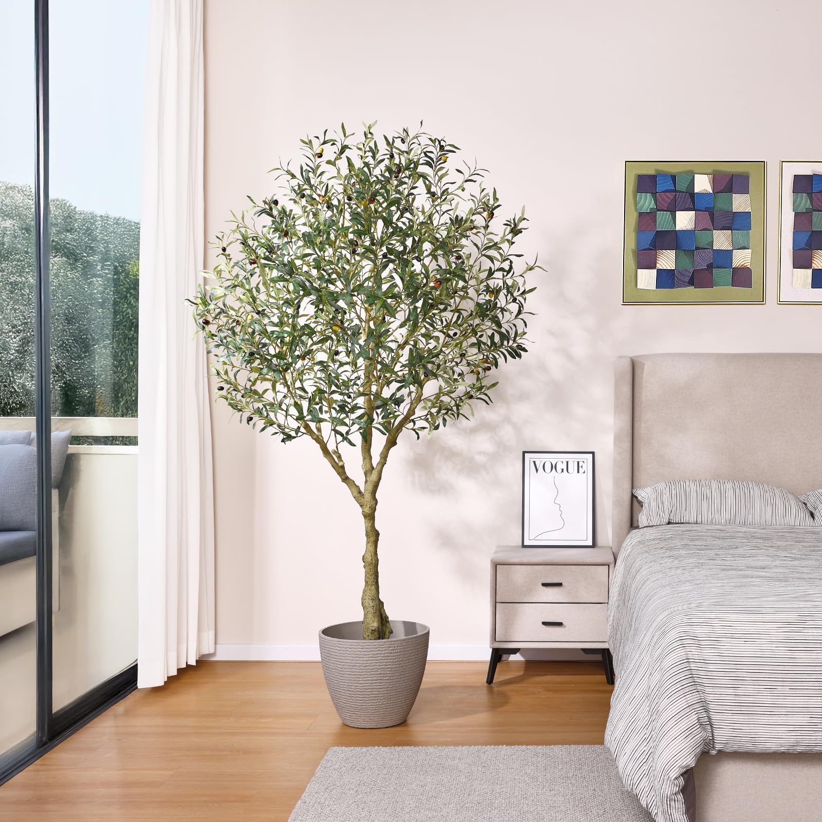 Olivier Artificiel 150cm Grande Plantes Artificielles Interieur Fausse Plante Verte Décoration pour Intérieur Extérieur Maison Chambre Salon Balcon Cour Jardin