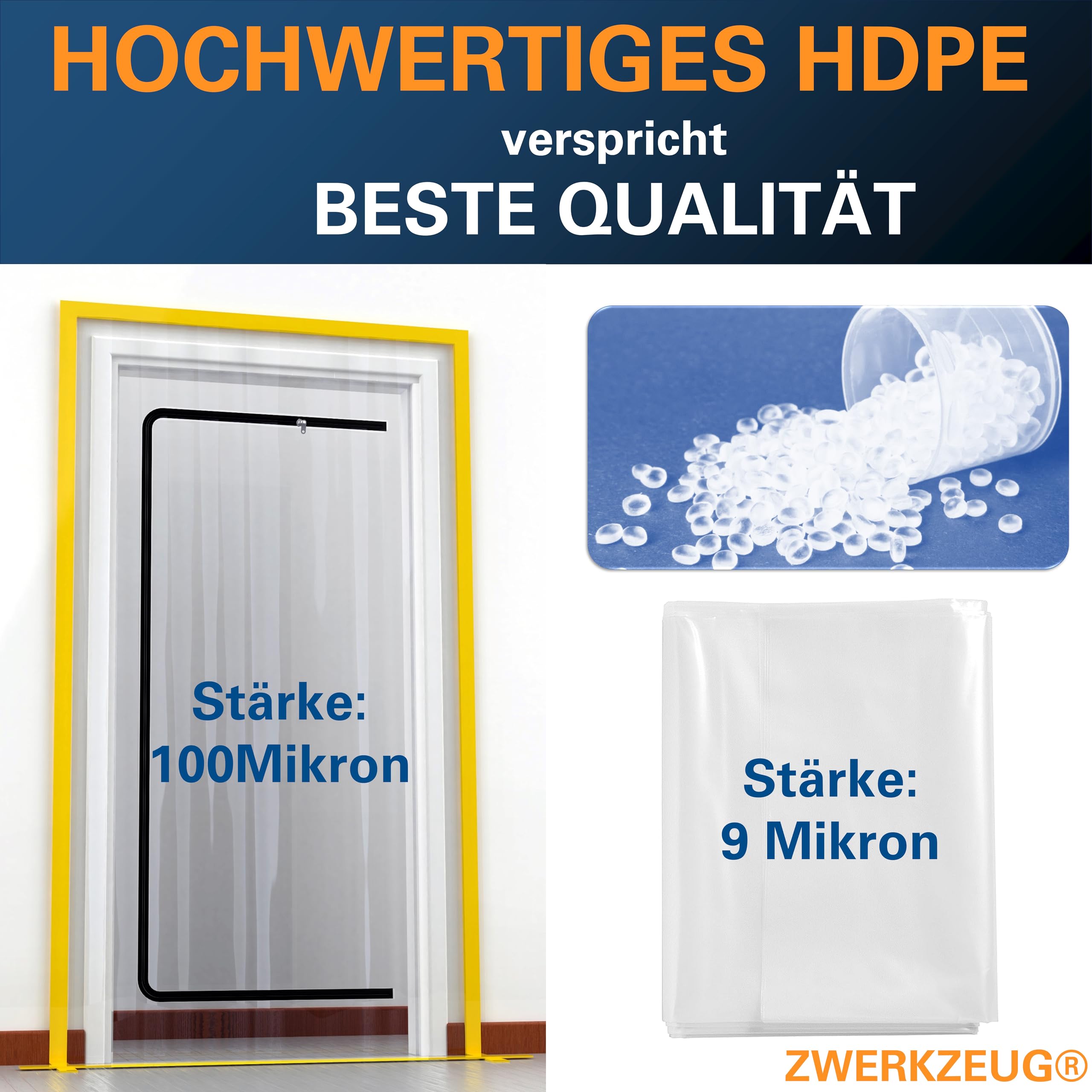 Set di 2 porte antipolvere con chiusura lampo ultra resistente da 100 micron impermeabile e antipolvere con 5× teloni protettivi per la pittura