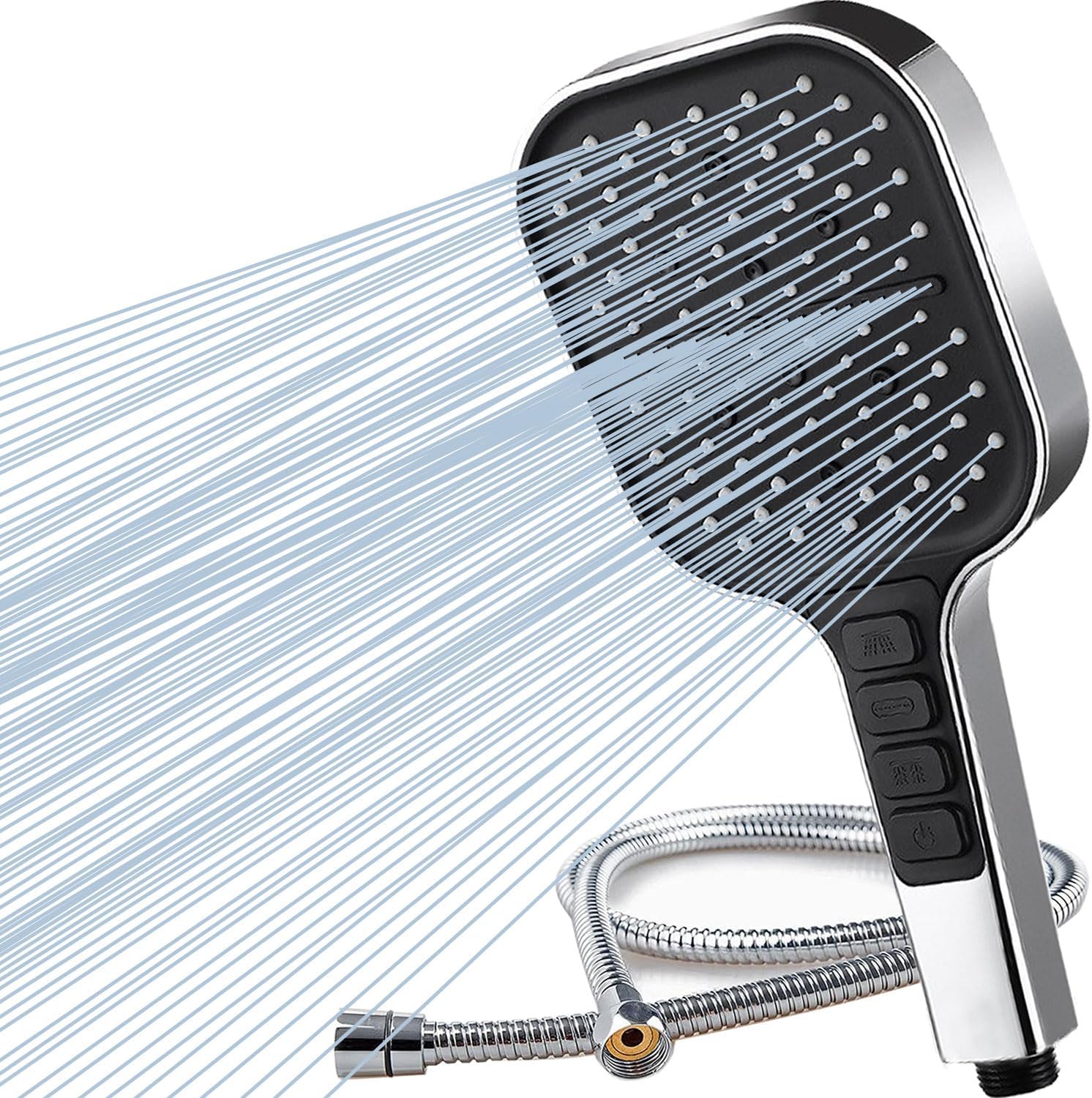Shower Head and 2M Hose High-Pressure with 7+1 Modes Large Universal Hand-Held Square Shower Powerful Shower Head for Low Water Pressure