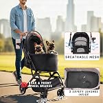 Pet Poussette pour petits chiens moyens Chats jusqu'à 45 lbs, voyages Lite Collapsible, tout terrain 4 Roues pour le jogging, Running, Gris