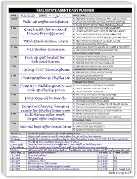 Real Estate Agent Daily Planner for Realtors, Daily Productivity Checklist For Tasks, Transactions, Appointments, Client Communication & More Life Charge
