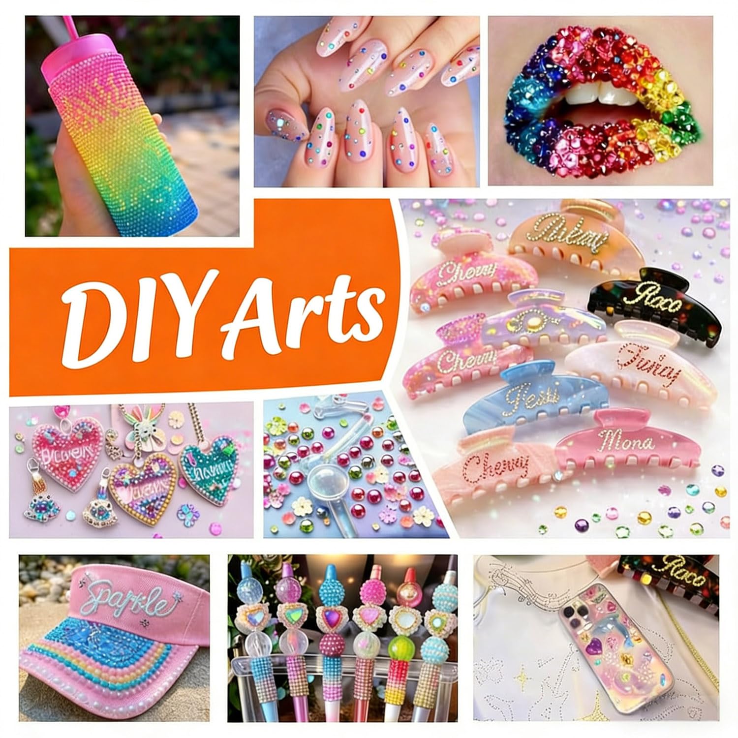 32000 Strasssteine für Nägel, 40 Farben 3 mm flache Rückseite, Strassstein-Set mit Pinzette und Stift für DIY-Bastelarbeiten, Kleidung, Becher, Tassen, Schuhe, Stoff und Nagelkunst - 5