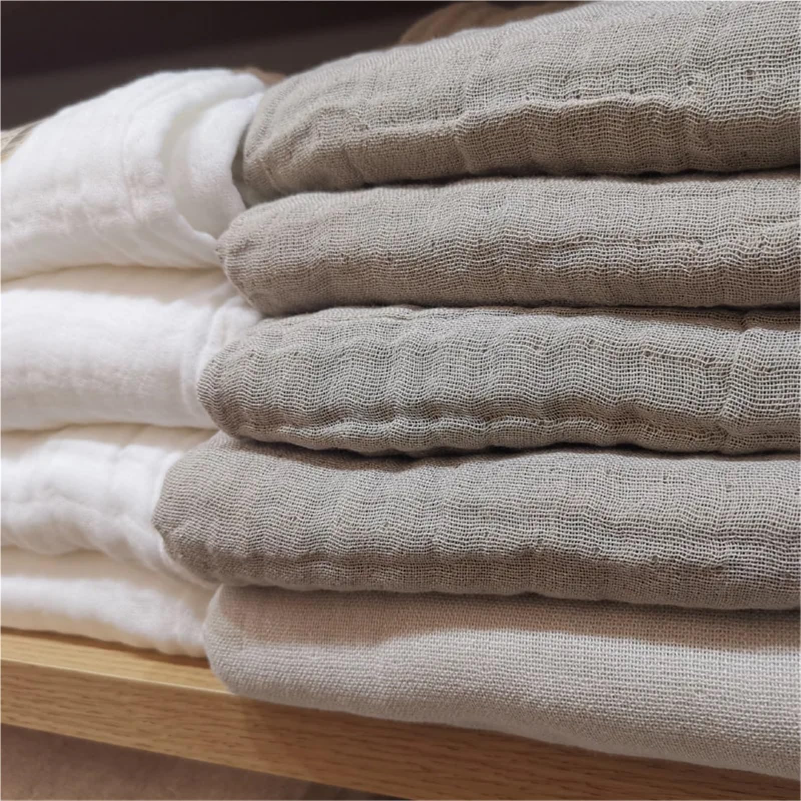 Coperta in mussola di cotone Coperte da camera for aria condizionata in garza di cotone sottile for divano letto copriletto super morbido in mussola trapuntata king size(Khaki,180x200cm)