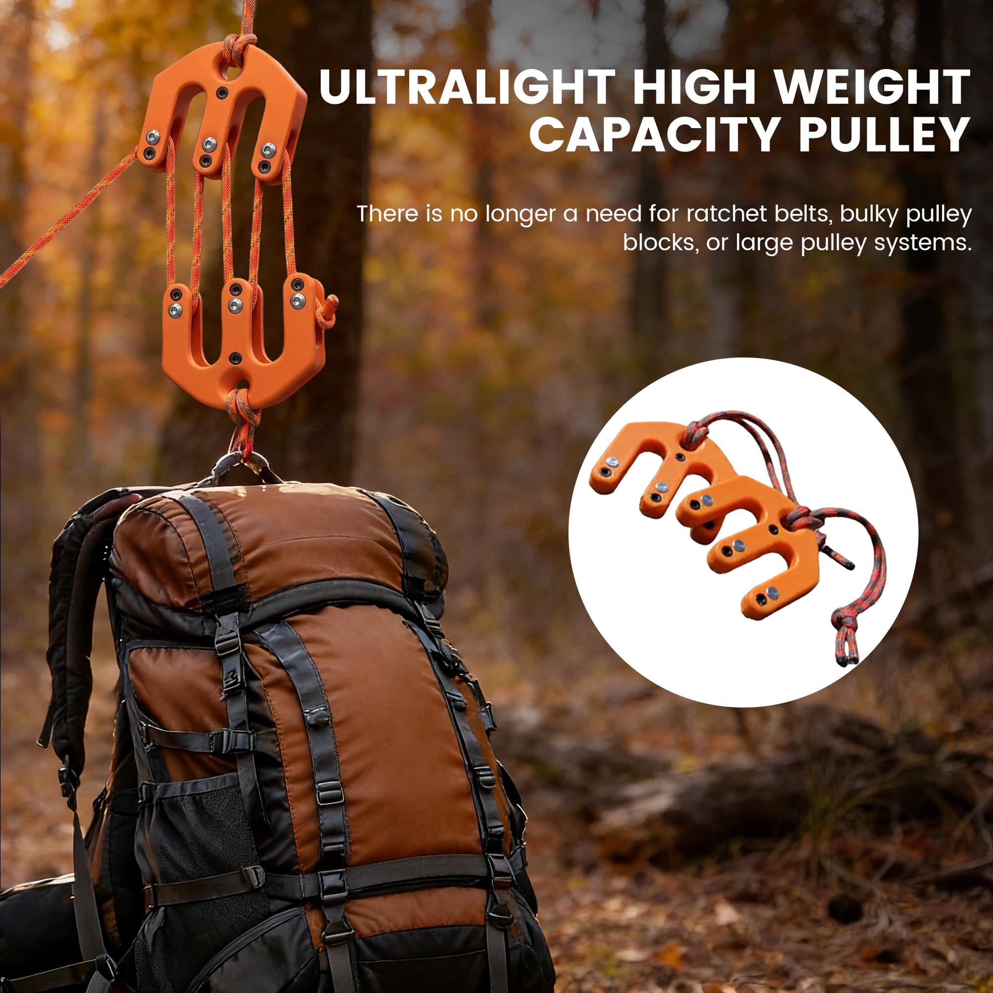 Game & Gear Hoist, Portable Nylon Block and Tackle System, Ultralight Tactical Built for The Solo Hunter, Compact High Weight Capacity Pulley, Game Lifting Tool for Backcountry Huntingear - 4