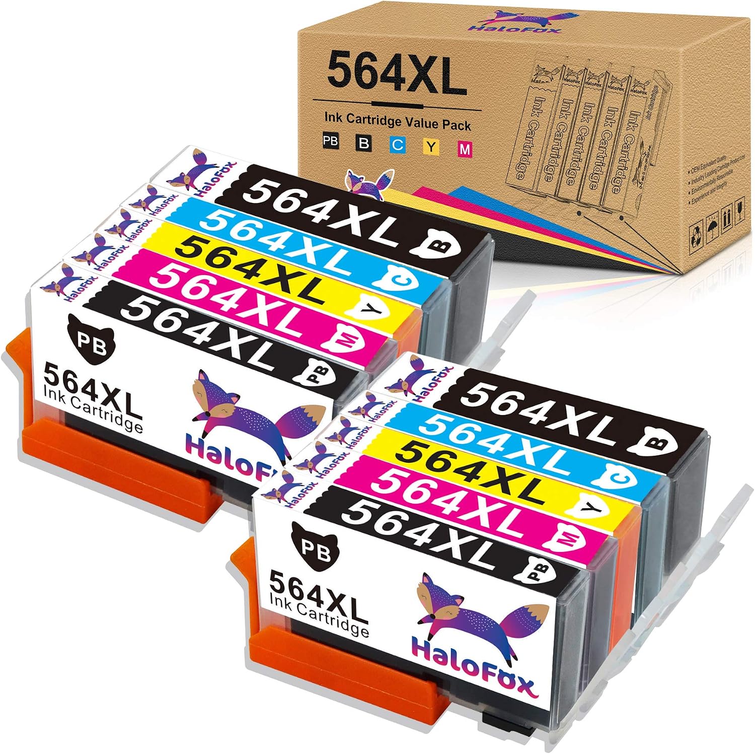 Limited Discount HaloFox Compatible Ink Cartridge Replacement for HP 564XL 564 XL for HP Photosmart 5520 6520 7520 7510 7525 HP Deskjet 3520 OfficeJet 4620 Printer (Photo Black, Black, Cyan, Magenta, Yellow, 10 Pack)