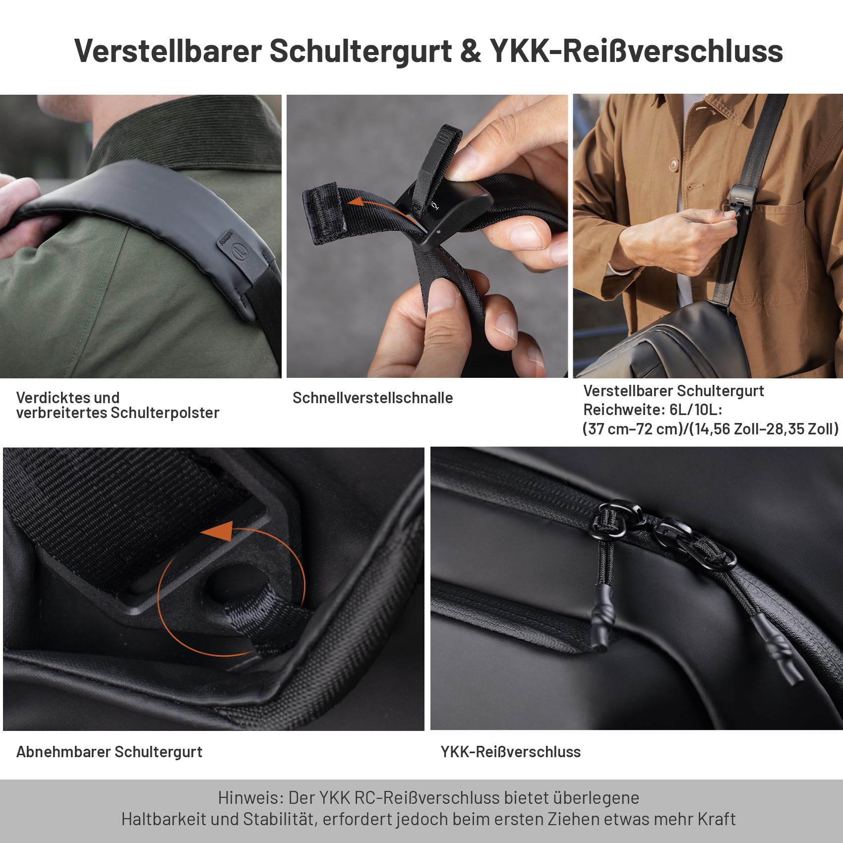 PGYTECH OneGo Solo V2 Kamera Umhängetasche Wasserdicht 6L, Fototasche für Spiegelreflexkameras Kompatibel mit Canon SLR Kamera, Sony, Nikon, DJI Avata 2, DJI Mavic 3, ipad pro 11'', Schwarz