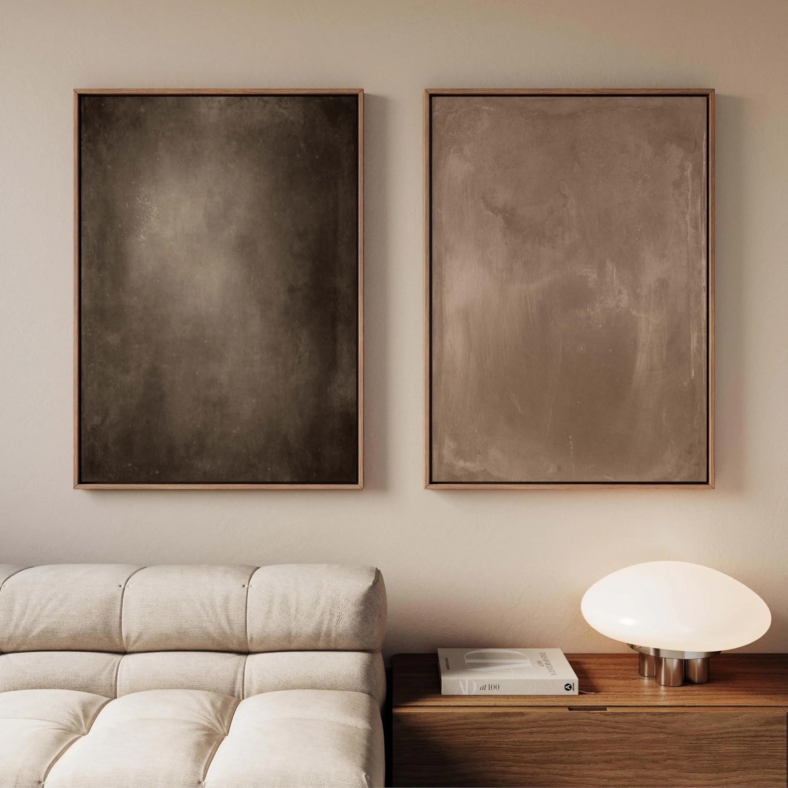 GOSRD Dark Brown Wabi Sabi Canvas Wall Art Set Neutral Print Minimalist Abstract Modern Decor Posters(70x100cm-2pcs)