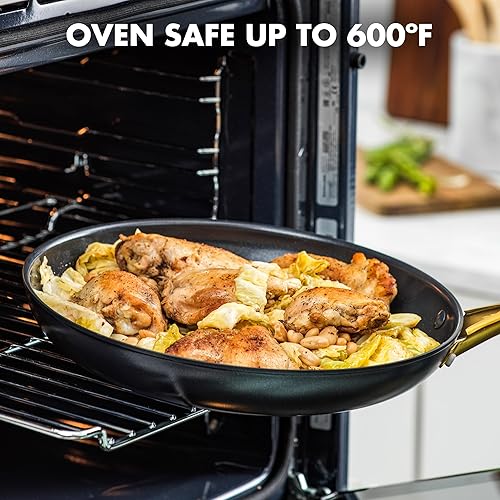 Miniatura 8 de GreenPan Deco - Juego de ollas y sartenes antiadherentes de cerámica anodizada dura, 11 piezas, sartenes y cacerolas, tapas de vidrio templado,