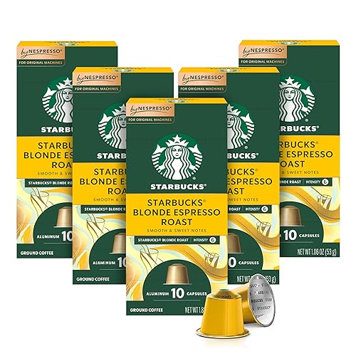 Starbucks by Nespresso Original Line Blonde Roast Espresso 50-count Espresso Pods - Blonde Roast - 10 Count (Pack of 5)
