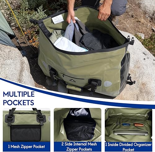 Miniatura 4 de Haimont Bolsa de lona impermeable con correas de fijación rápida para motociclismo, rafting, canotaje, SUP, kayak, viajes, 50L70L