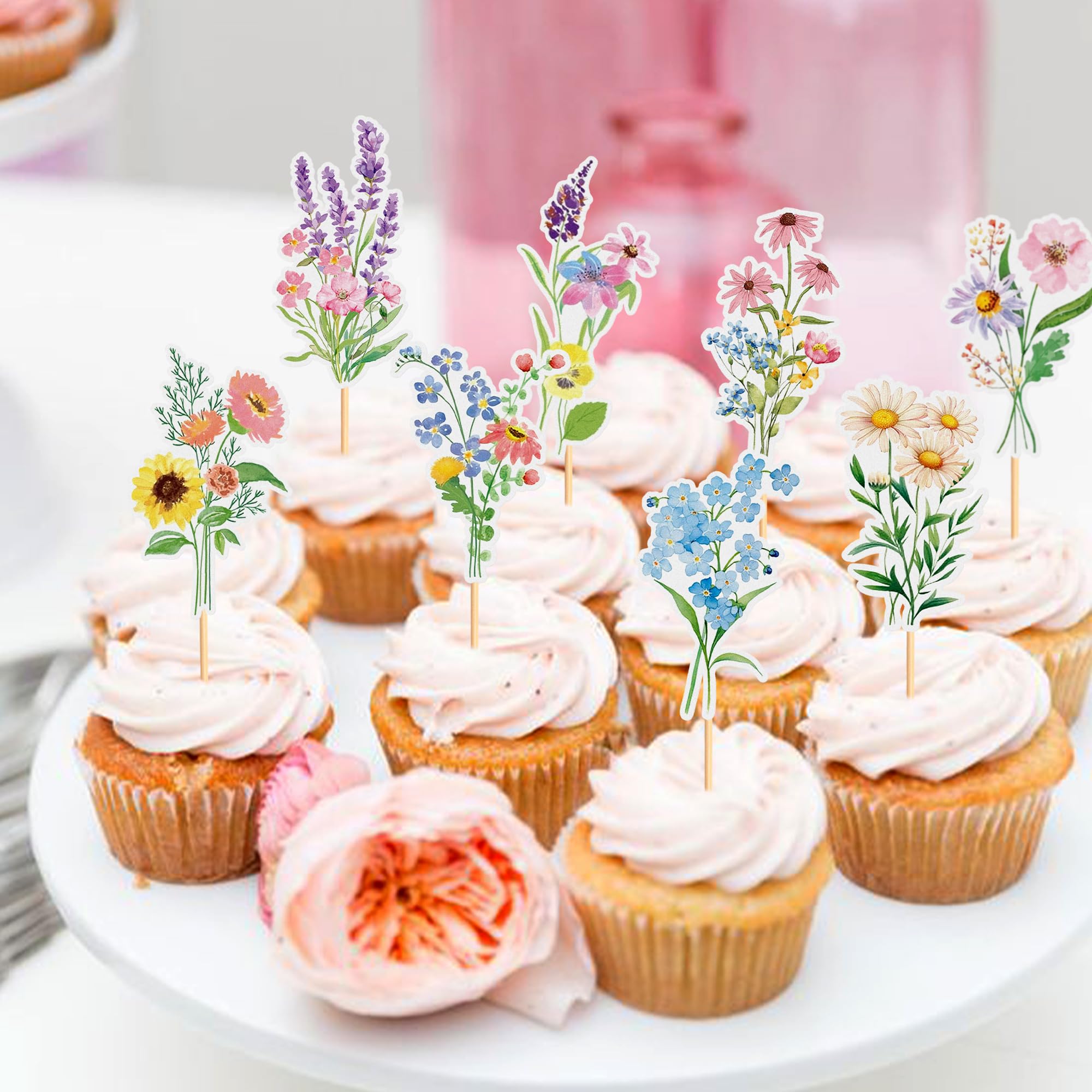 Per Torta Gyufise 24 Decorazioni Per Cupcake Con Scritta Happy