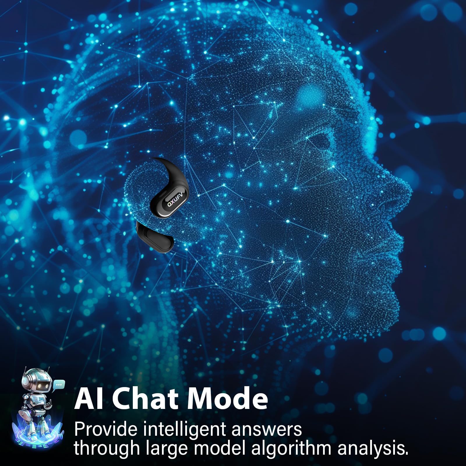 AI Écouteur Traducteur Instantané 164 Langues, Conduction Osseuse Intelligent Ambiant, IPX7 Étanche, 60H Autonomie, 4 en 1 Open-Ear