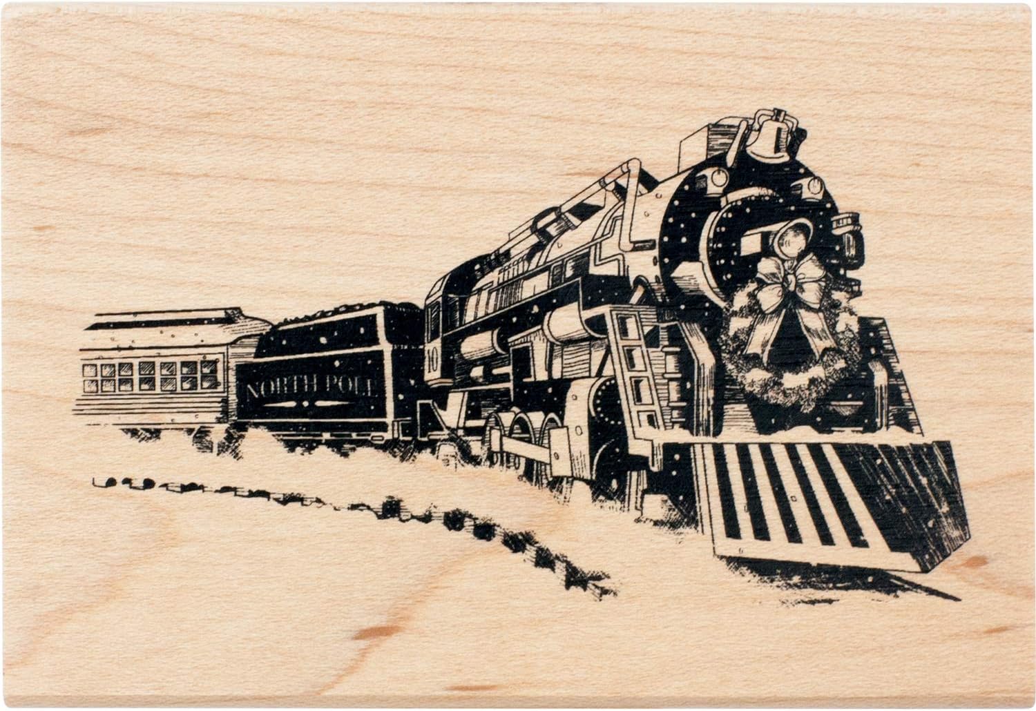 Inkadinkado Christmas Train Mounted Rubber Stamp for Card Making and Scrapbooking, 1.75'' x 2.5'' x 1''