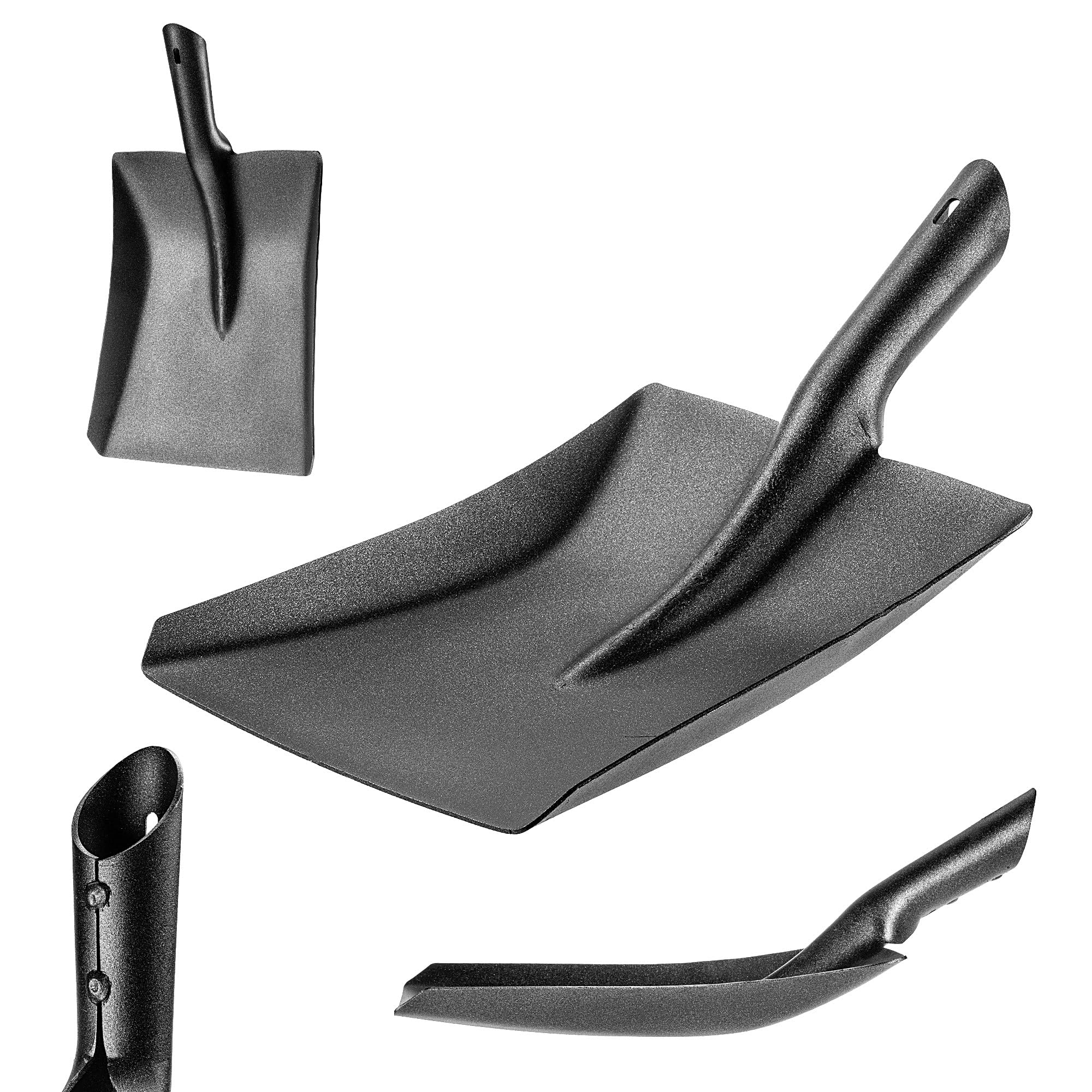 KADAX Pelle de jardin sans poignée, robuste, pour le jardin, universelle, sans manche, en acier, pelle à sable (noir, 41,​5 x 24 cm)