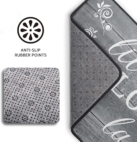 Miniatura 3 de Sweetshow Tapete de cocina gris, lavable, antideslizante, para estar de pie, tapete de cocina, puerta de baño, juego de alfombras de 39 x 20
