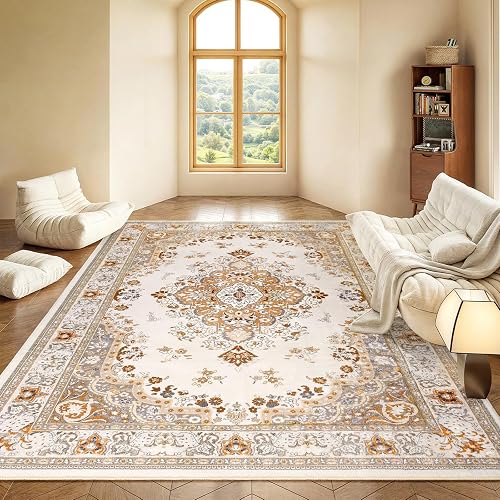 HOMORE 5x8 Washable Vintage Area Rug Beige