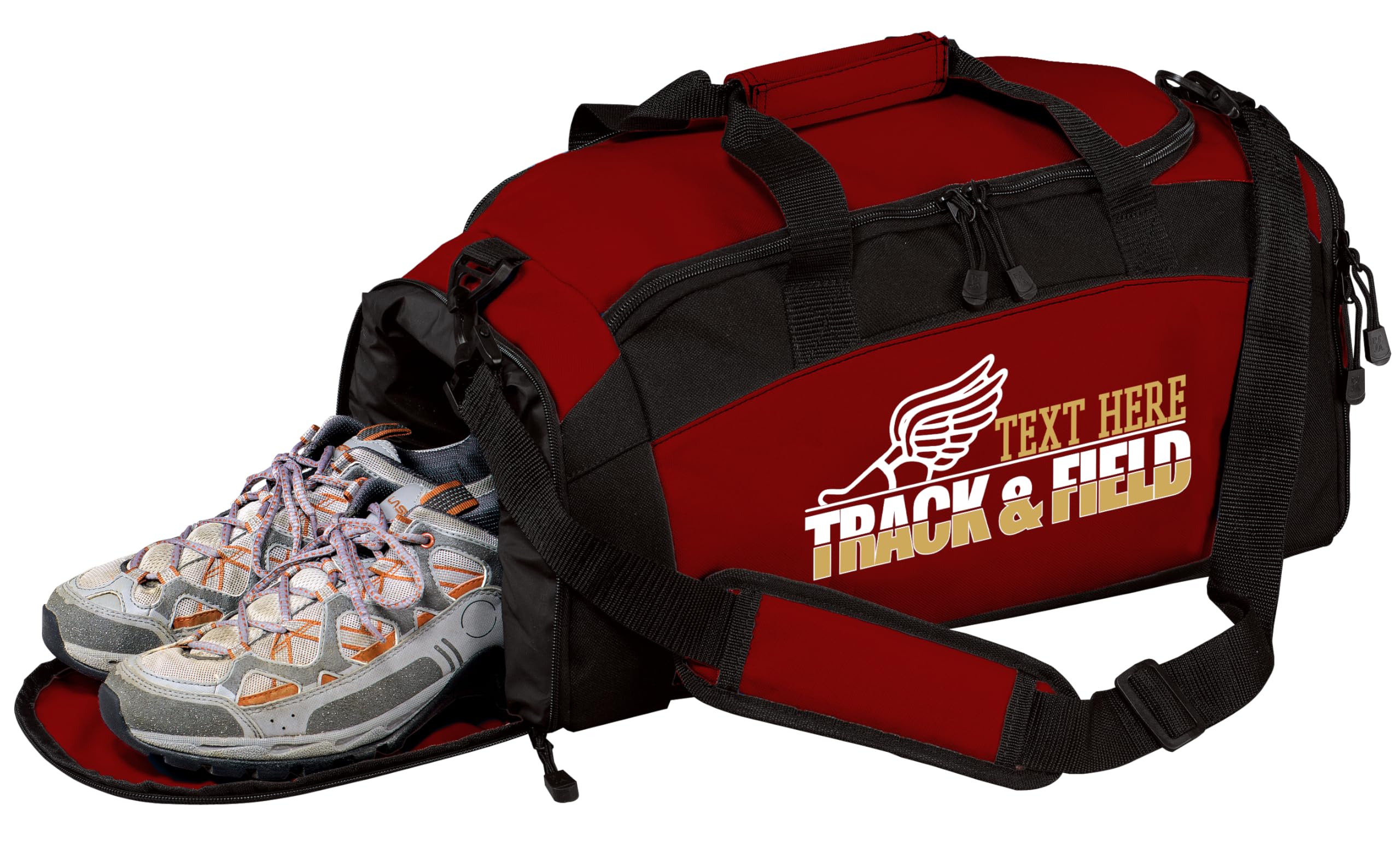 Personalized Track and Field Duffel Bag – Custom Name & Team Colors – Track Athlete Gear Bag for Boys & Girls – Lightweight Sports Travel Bag for