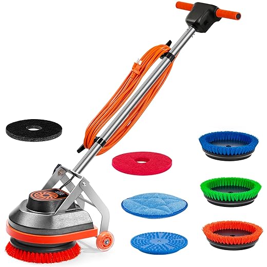 Commercial Floor Scrubber Machine, Heavy Duty Orbital Floor Cleaner, Multi-Functional Floor Buffer Polisher Machine- Deep Cleaning Tile and Grout, Hardwood Floors and Carpets with Ease, Orb-5