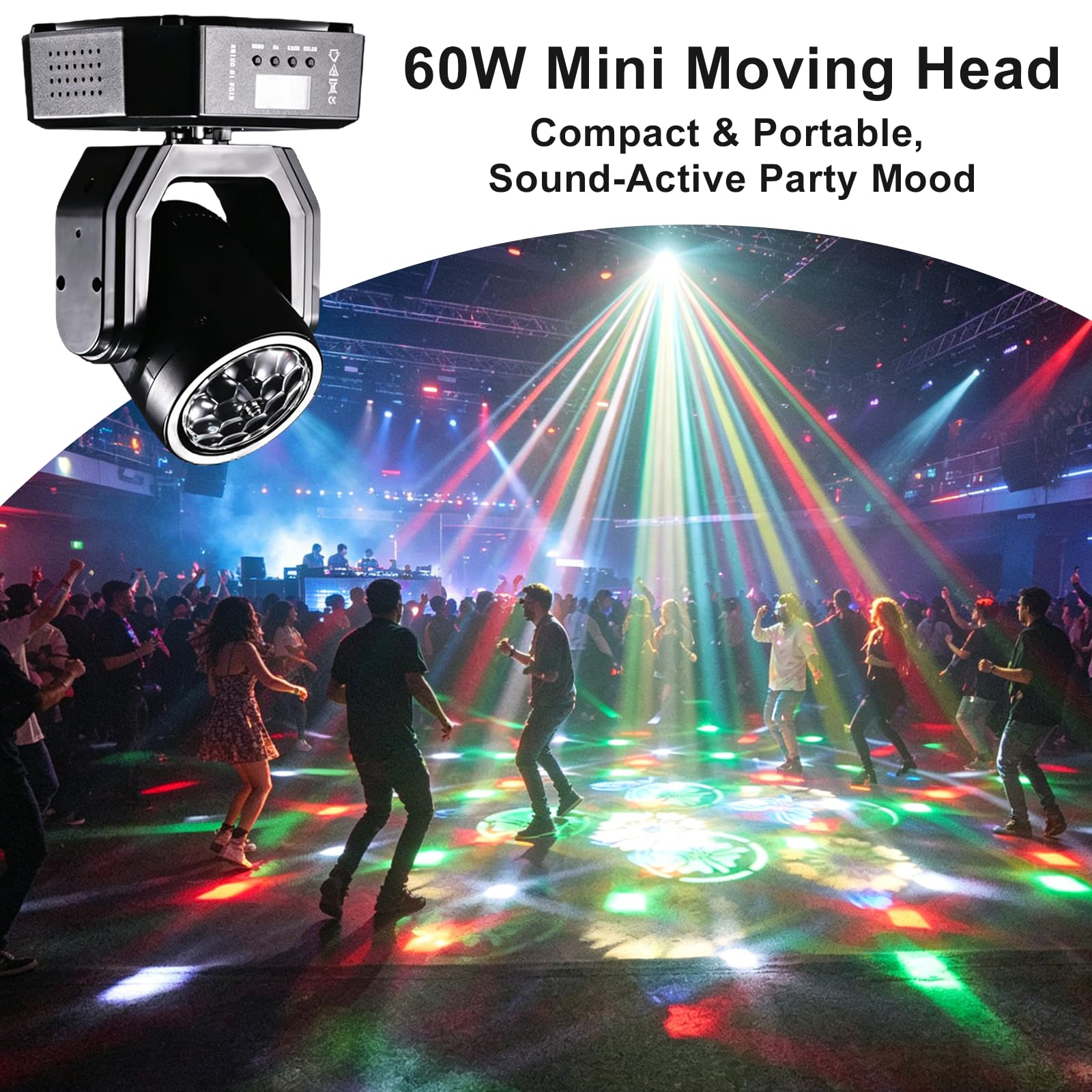 2Pack Mini Moving Head Lights für DJ Beleuchtung LED Beam Spot Gobo Muster Projektor Bühnenlicht für Partei
