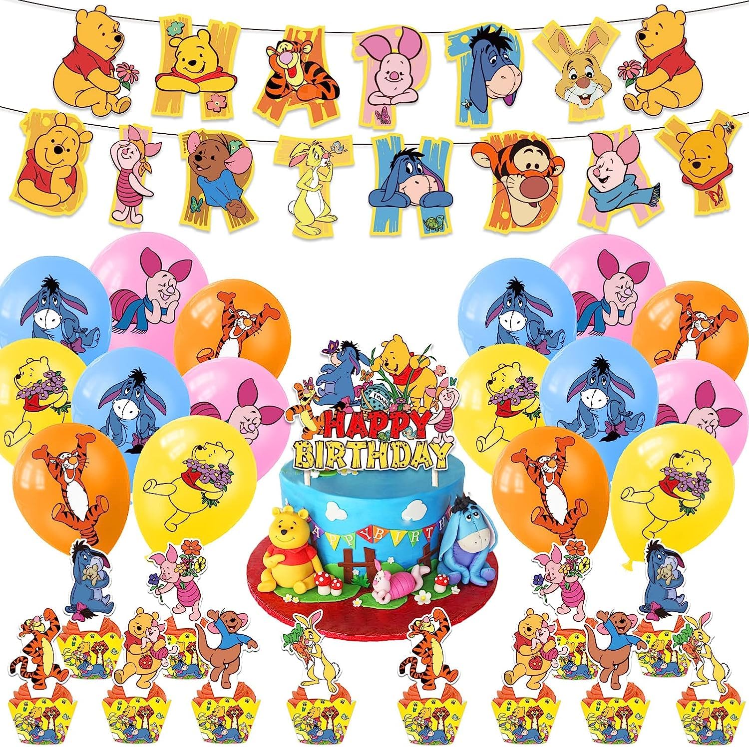 24 Décorations Comestibles Winnie L'ourson - Disques Azyme 4cm, Pour Gâteaux