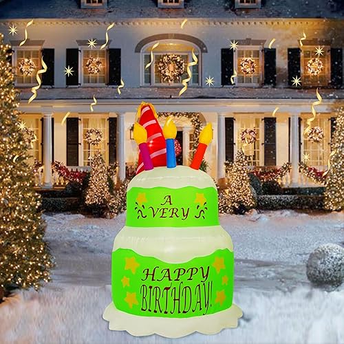 Miniatura 12 de Arco de cumpleaños de arcoíris de 11 pies, decoración inflable para exteriores, luces LED integradas, arco inflable para decoración de patio al aire