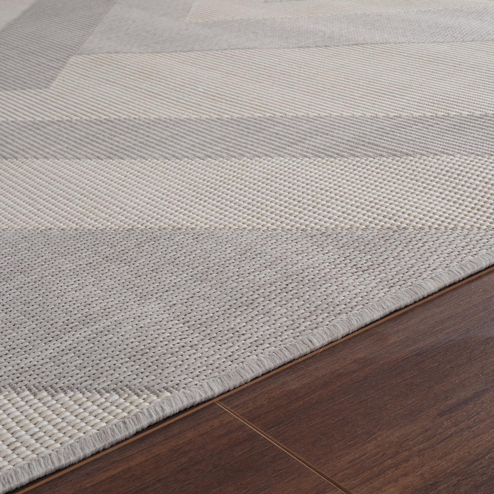 Livabliss Tekeli Tappeto da Esterno ed Interni Tappeto Esterno Terrazzo Moderne, per Giardino, Balcone, Stile Boho Tappeti Ampi Dimensioni, 120x170 cm Grigio e Avorio