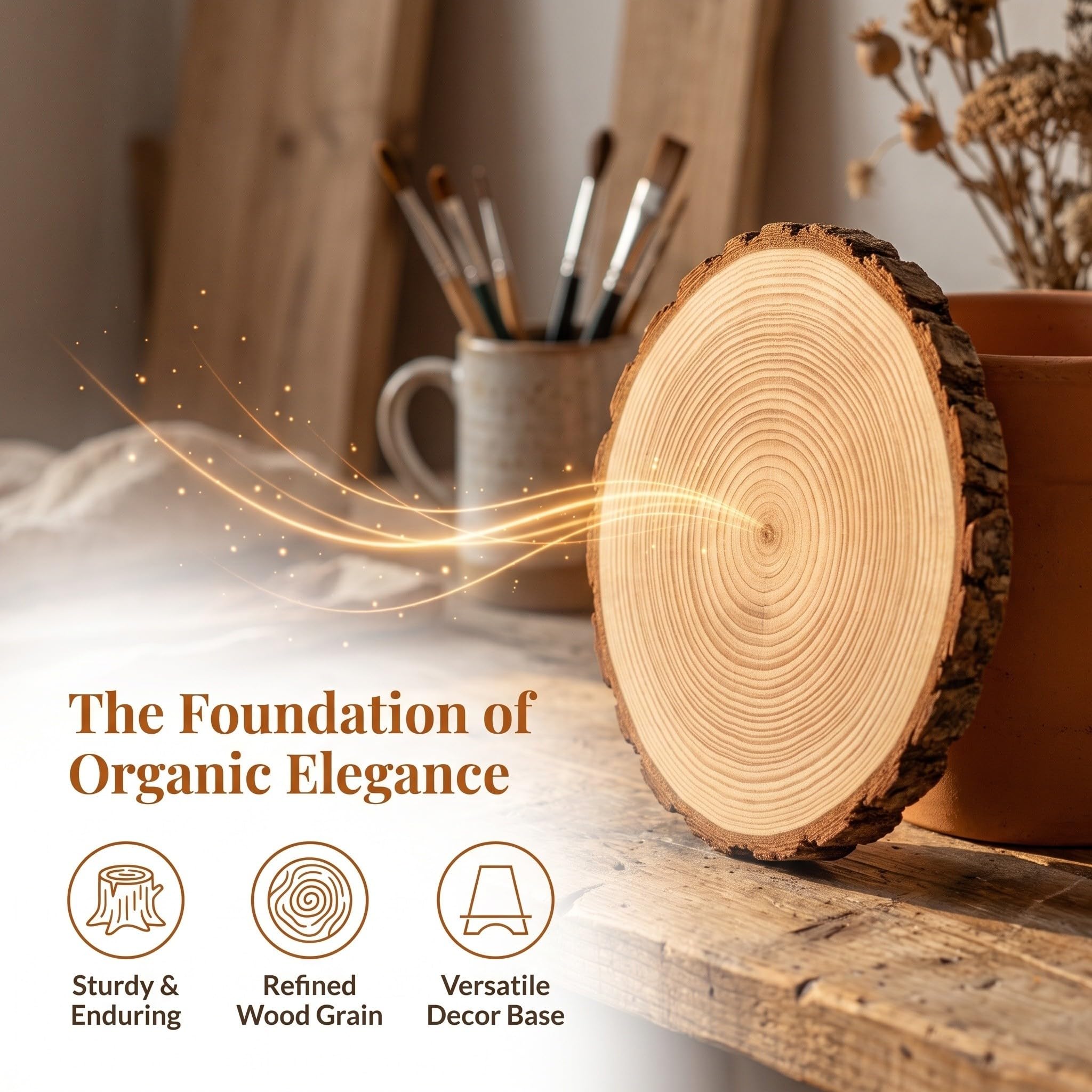 Operitacx 4 Stück Rustikale Holz Deko für Hochzeitstisch mit Runden Holzscheiben Natürliche Maserung Wiederverwendbar und Einfach zu Arrangieren Braune Tischdekoration für Hochzeitsempfang