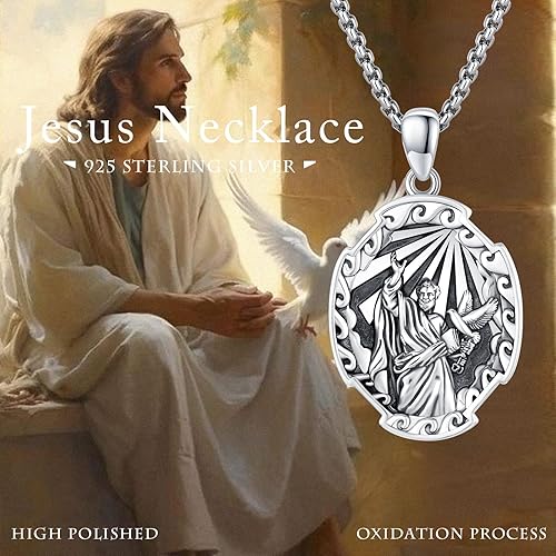 Vista 638 de Collar con colgante de plata de ley 925 con medalla de San Patrón, joyería religiosa para hombres y mujeres, con cadena de acero inoxidable 316L