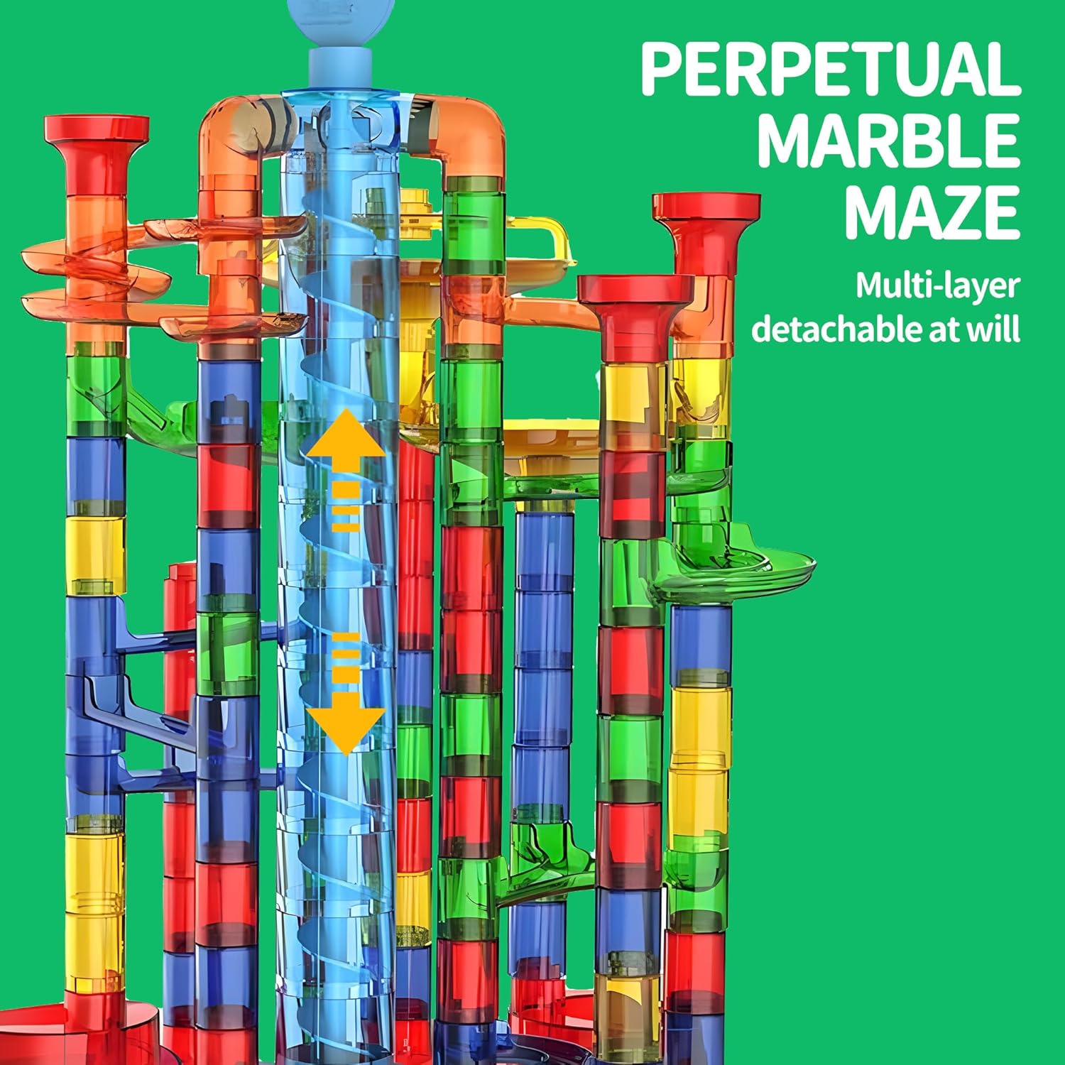 Glow in The Dark Marble Run 325 Piece Set Motorized Elevator STEM Maze Construction Blocks Kids Ages 3 Plus Easter Birthday Gift Boys Girls