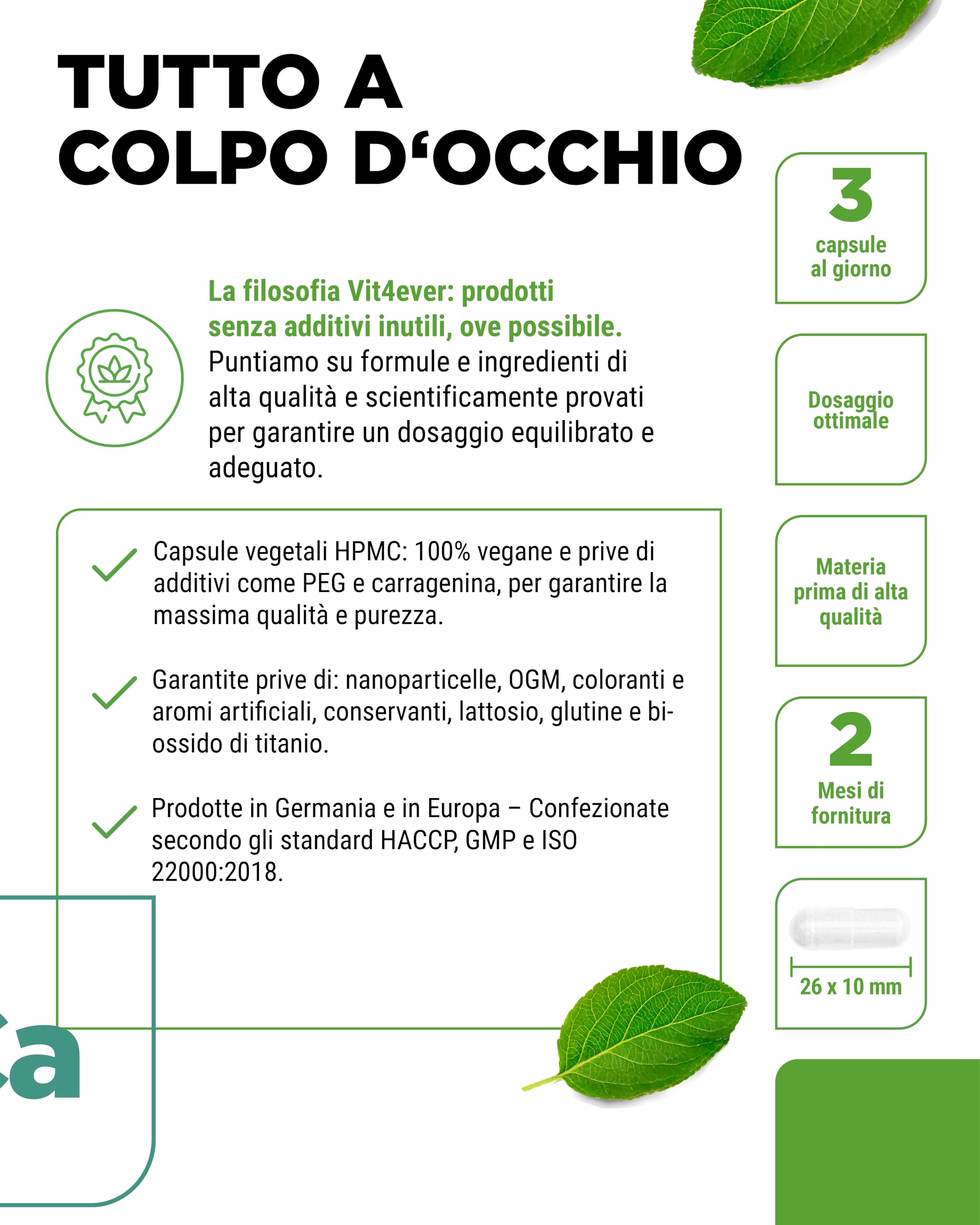vit4ever Calcio Citrato - 180 Capsule - Alto Dosaggio con 1100 mg per Capsula - scorta per 2 mesi - Elevata Biodisponibilità - Calcio per Ossa, Denti e Metabolismo Energetico - Vegano