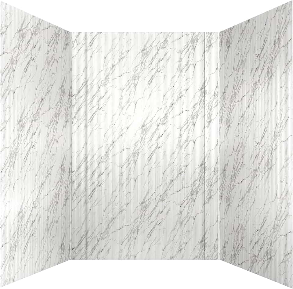 Rib 1 PVC Tub & Shower Wall Panel Surround, Marble, 1-Pack (96 Sq Ft)