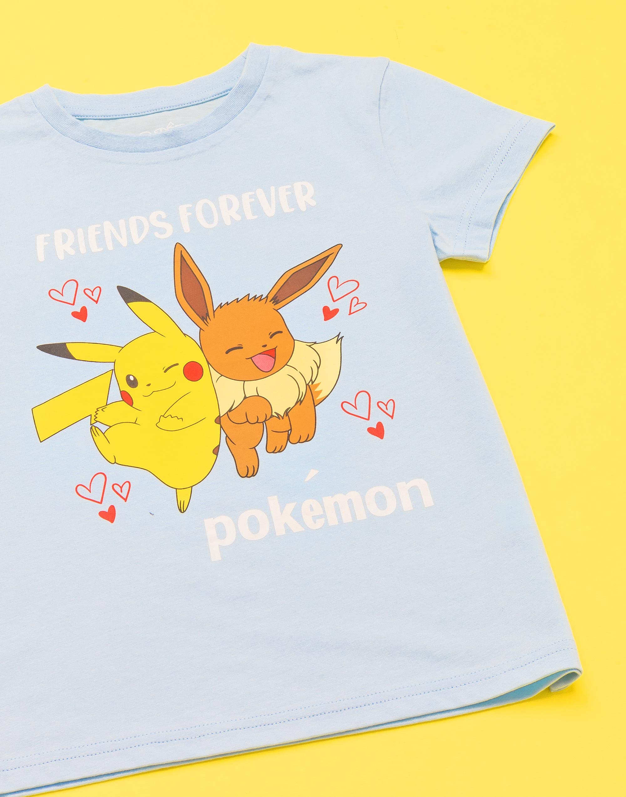 Pokemon T-shirt Koszulka Dziewczęca Pikachu Eevee Przyjaciele Gra Niebieski Top