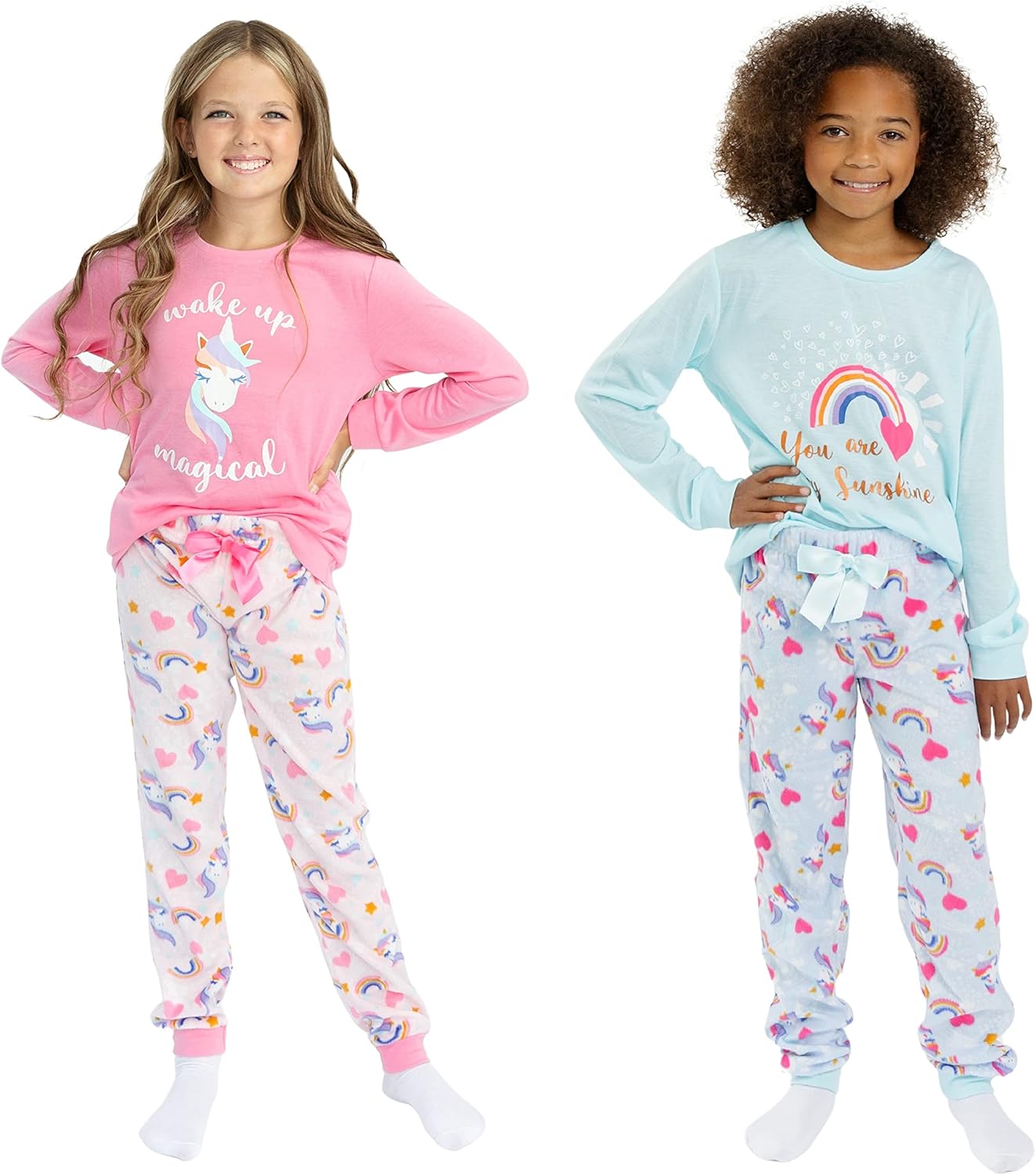 Sleep On It Girls Fleece Pajama Set Long Sleeve Tops & Fleece Pants Soft Kids Sleepwear Multipack Cute Prints Sizes 4-14 - Image 2
