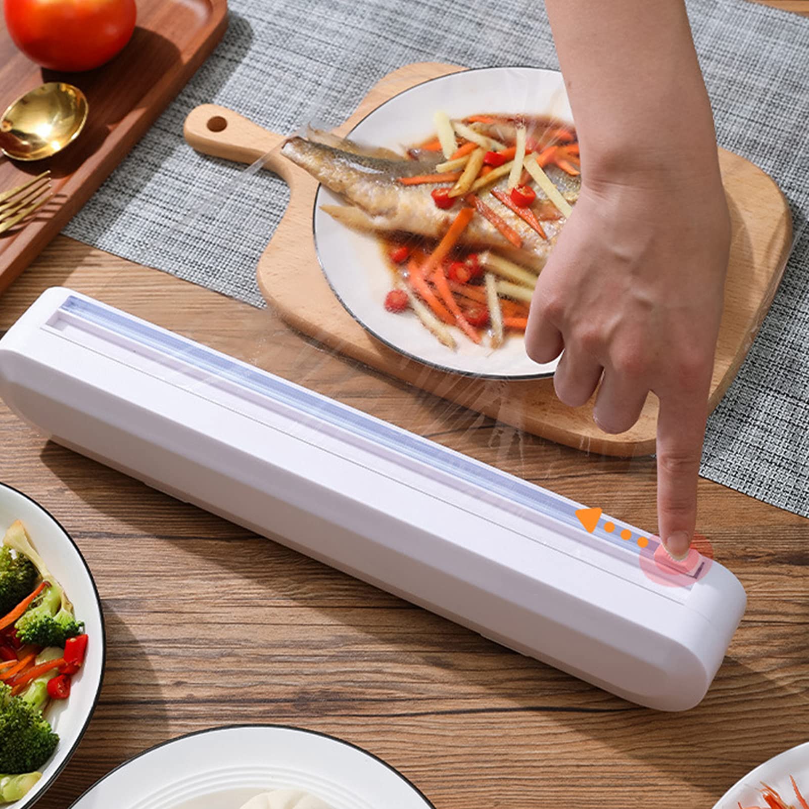 Découpeur film Étirable, Distributeur d'Emballage Alimentaire, Boîte De Rangement Et De Découpe Réglable, Pour Film Étirable, Feuille d'Étain, Cuisine à Domicile, Restaurant (style 2+membrane)