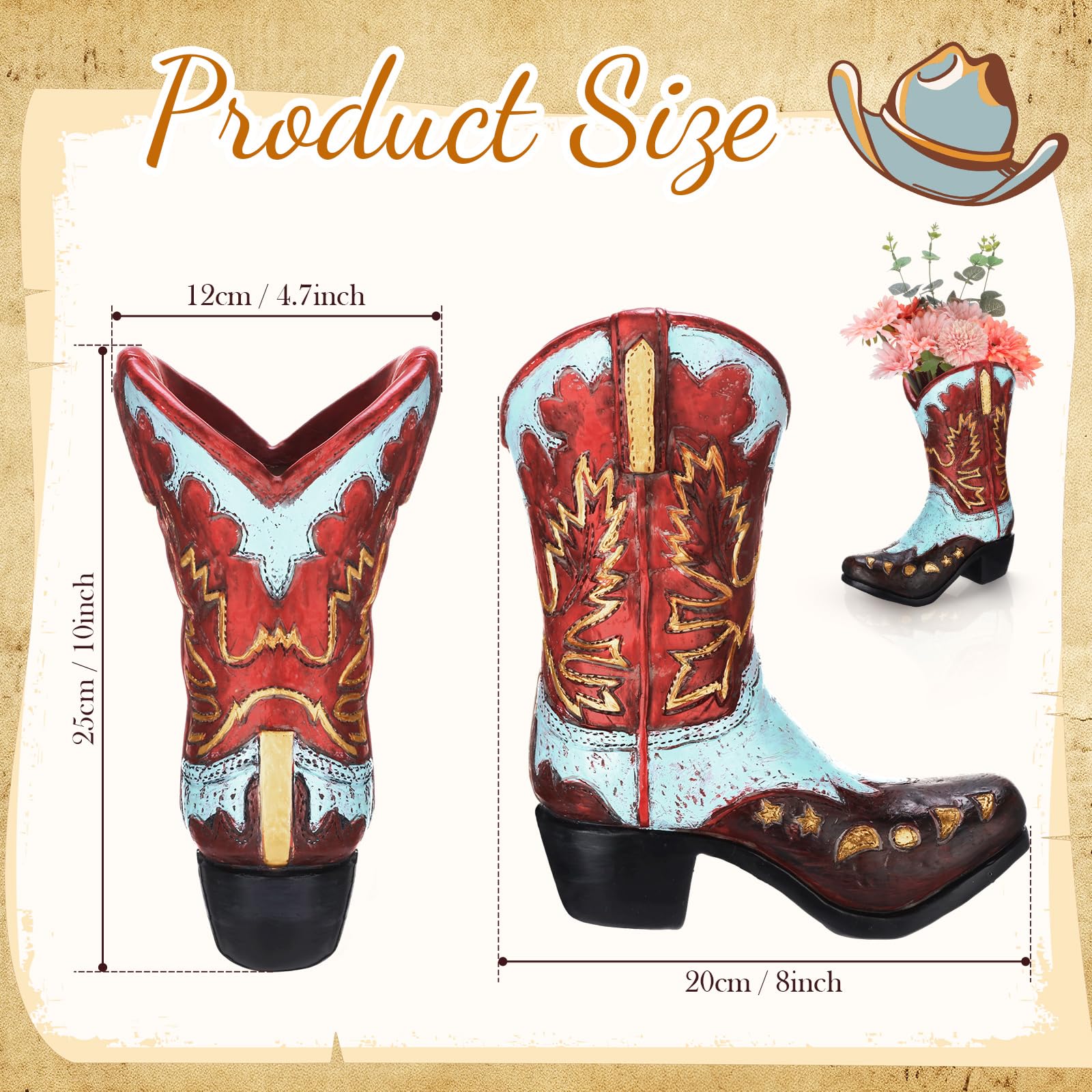 Vase En Forme De Botte De Cowboy Sass & Belle - Rouge - Décoration Occidentale Amusante Pour Fleurs