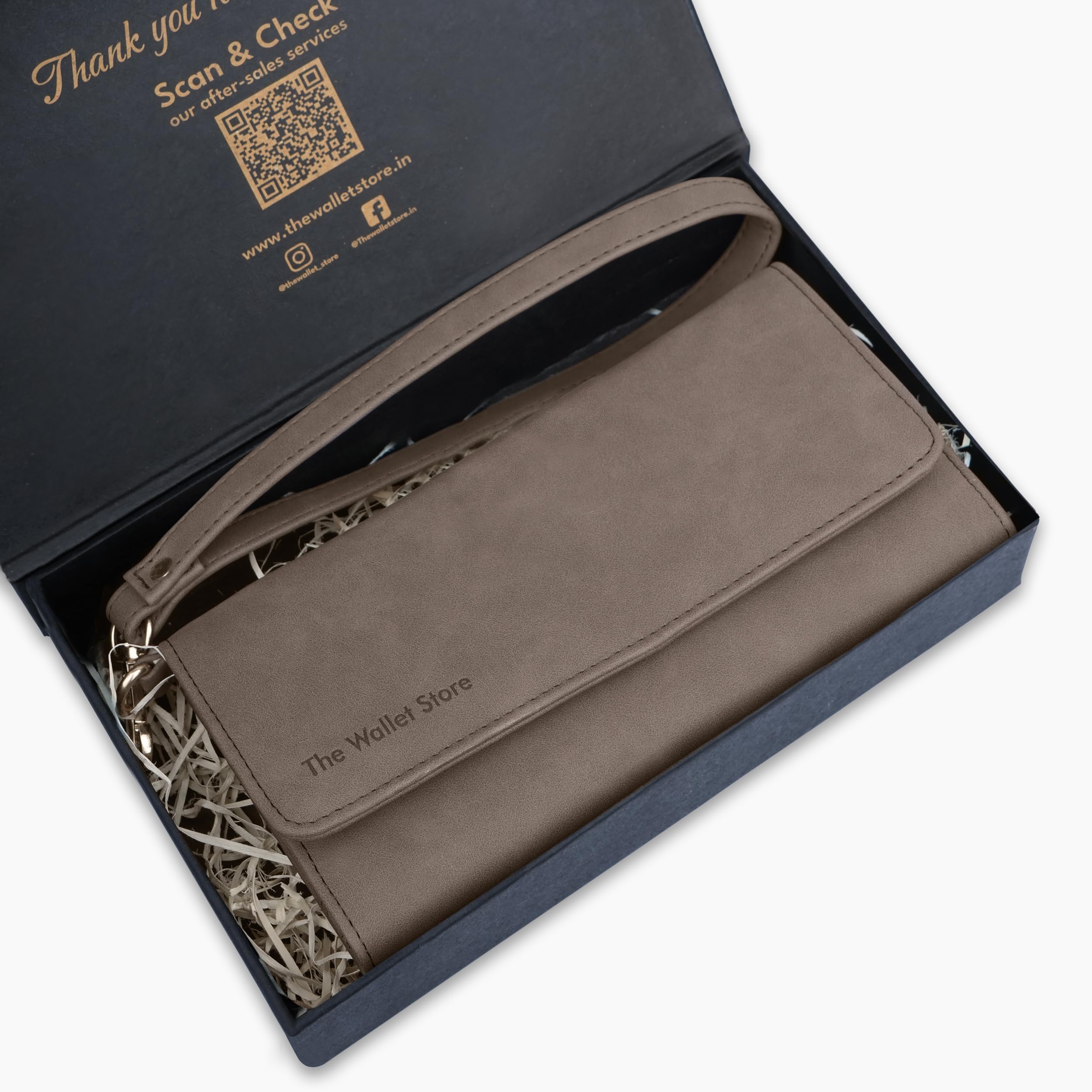 The Wallet Store Suede Leather Clutch For Women - Brown