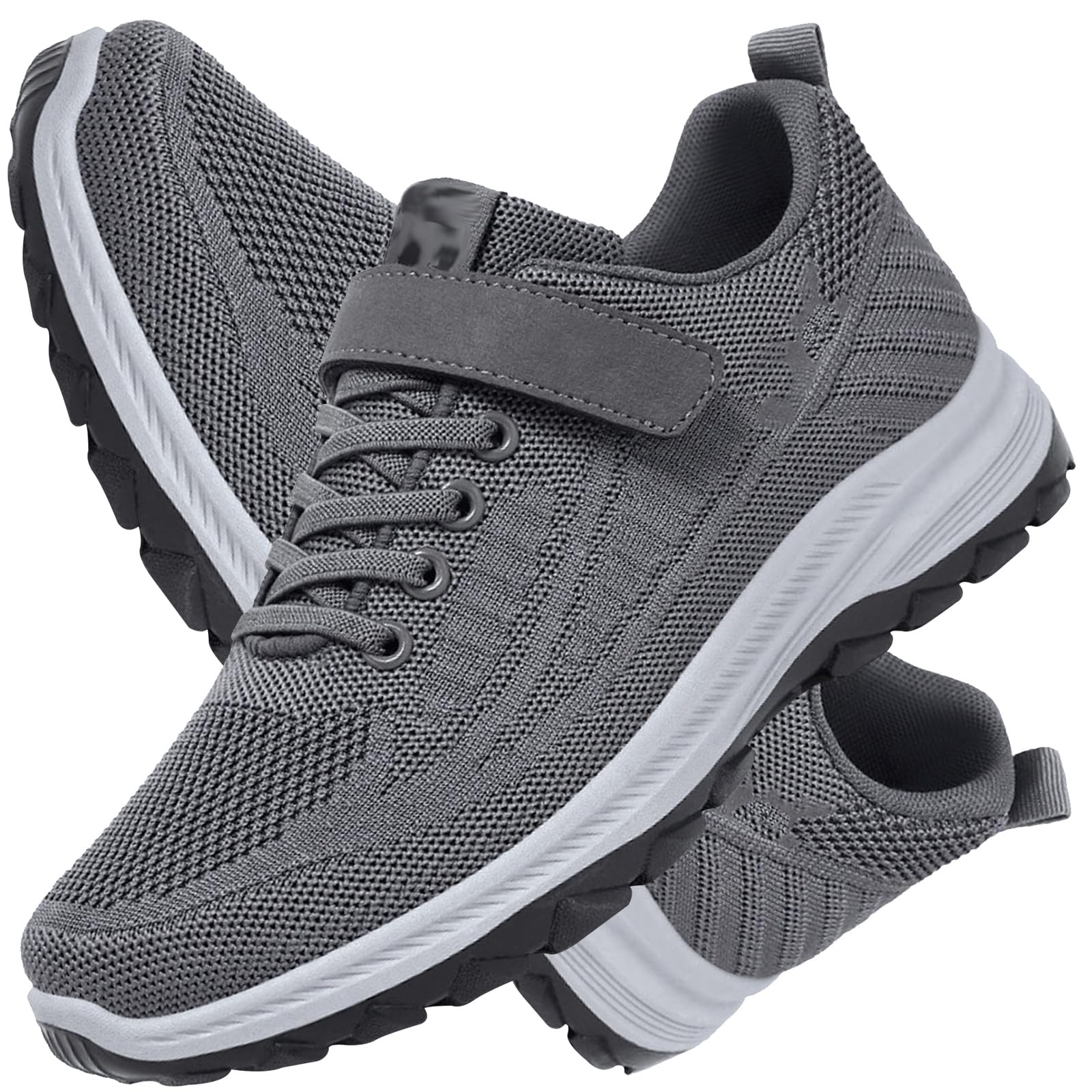 AZMAHT Disability Shoes for Swollen Feet Soft Shoes for Swollen Feet Orthopedic Shoes for Men Plantar Fasciitis Shoes for Diabetes Wide Fit and Comfortable Lightweight,Men Grey,44/270mm