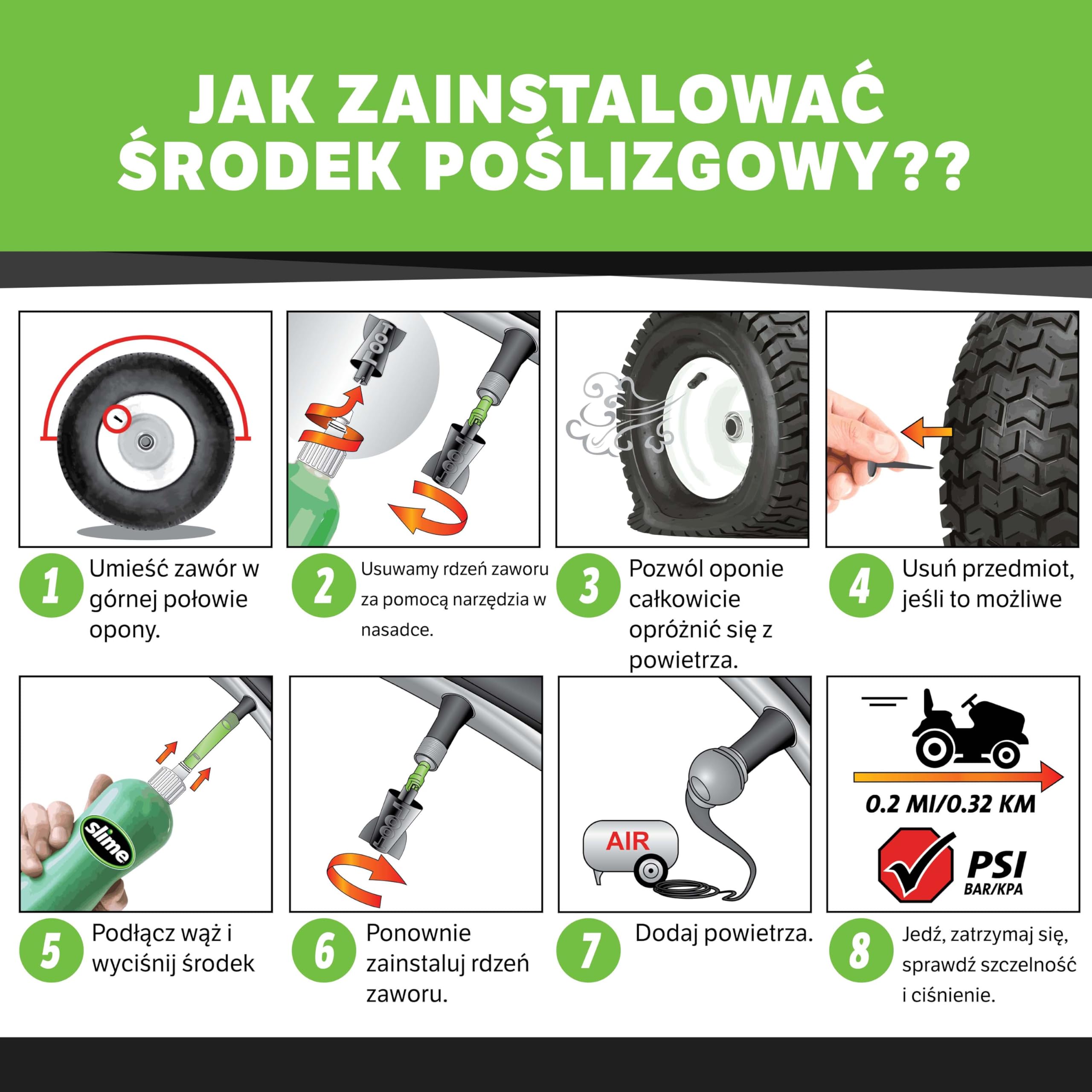 Slime 10125 Uszczelniacz do naprawy przebitych opon, uzupełnienie zestawu naprawczego, odpowiedni do samochodów, nietoksyczny, przyjazny dla środowiska, butelka 473 ml (16 uncji)