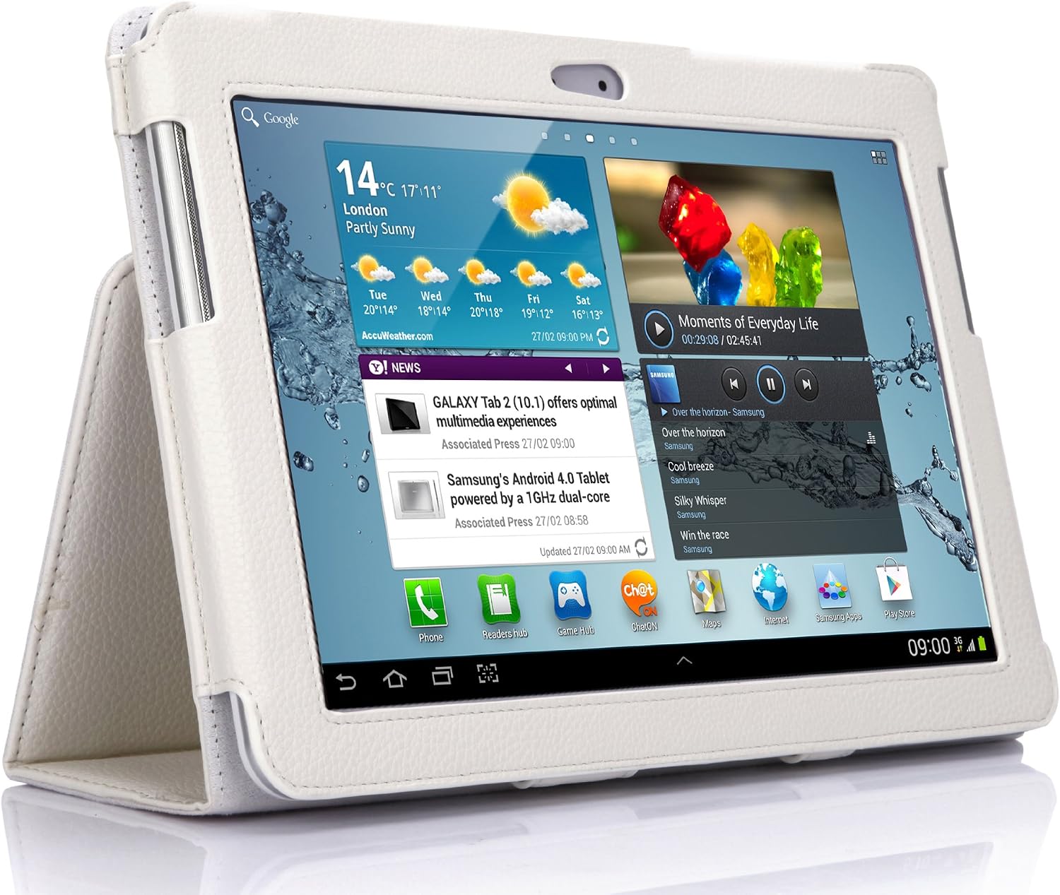 SupCase Slim Fit Folio Leather Tablet Case Cover for 10.1-Inch Samsung Galaxy Tab 2, White (S5113-62A-WH)