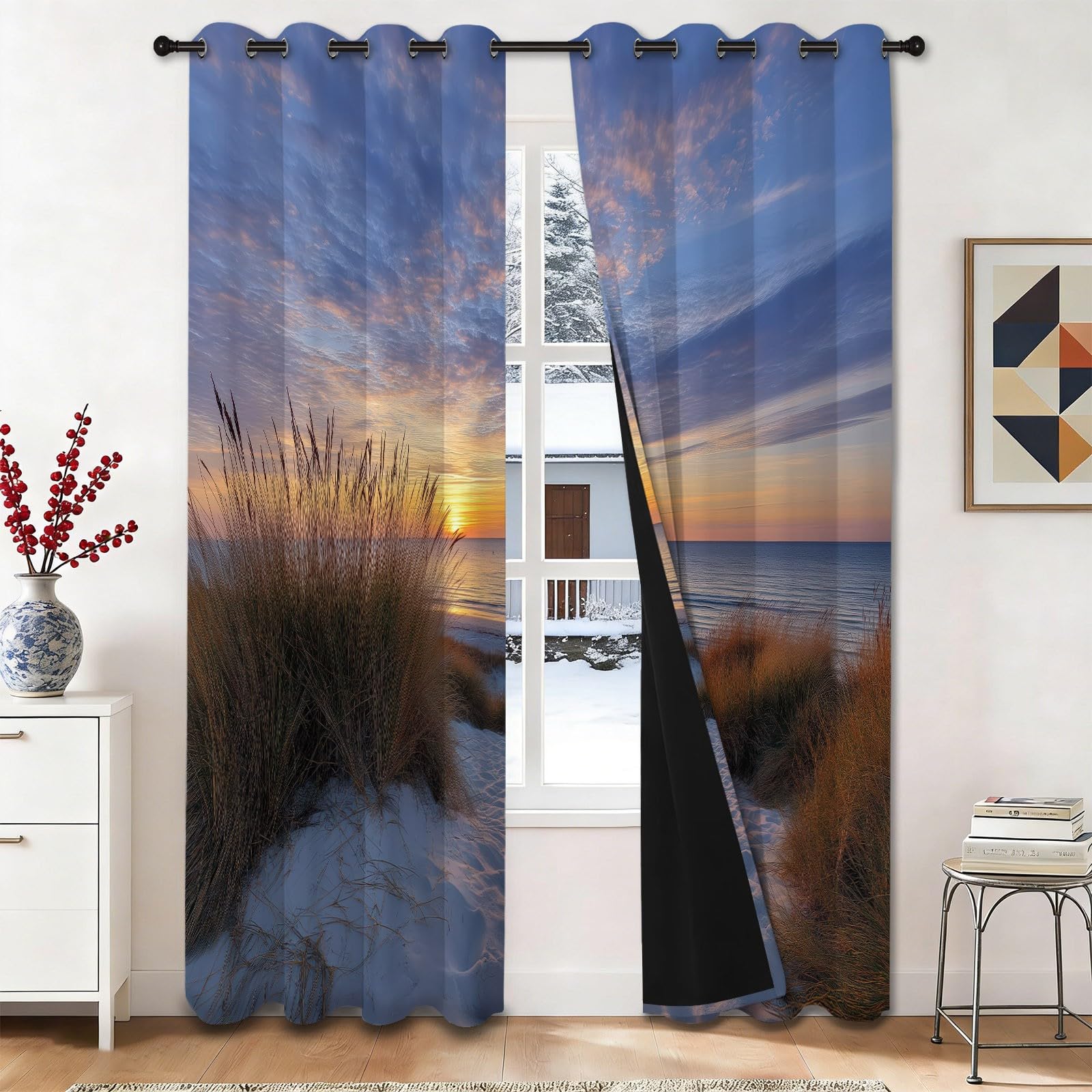 Rideaux thermiques à oeillets occultants pour isoler la chambre du froid