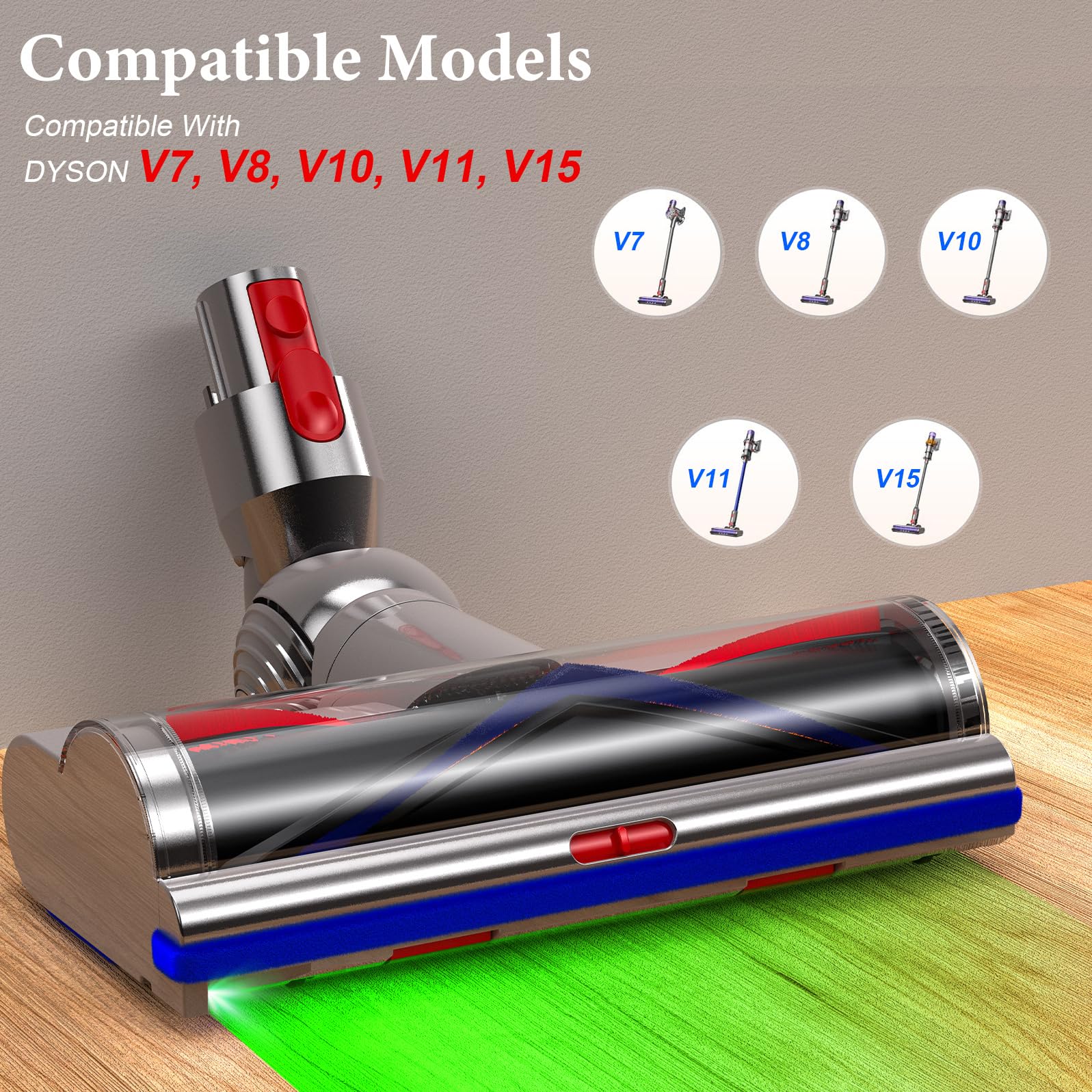 Tête de Brosse pour Dyson V7 V8 V10 V11 V15 SV10 SV11 SV12 SV14 SV15 SV22 Motorhead, Brosse Turbine, Sols Durs Pièce de Rechange 967483-04, 967483-05 - 3