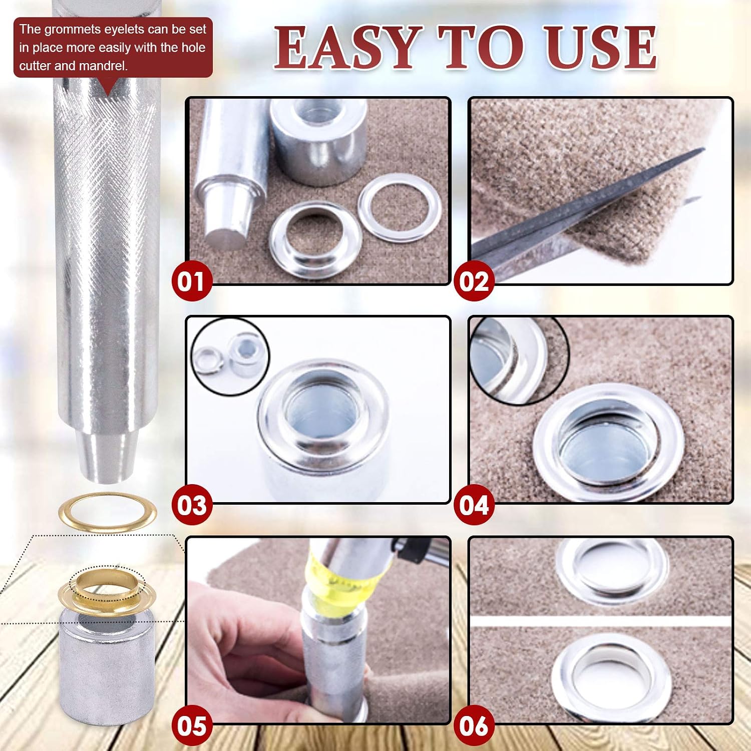 Hilitchi 160 Sets 1/2 Inch Grommets Eyelets Grommet Kit with Punch Hole Tool Installation Tool for Tarpaulin, Fabric, Curtains and Craft Making, Tarpaulin Repair (Assorted Color)