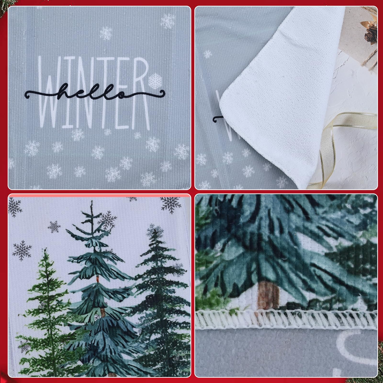 Torchons De Noël Microfibre Absorbants 40x60cm - Lot Décoration Cuisine Festive (4 Pièces)