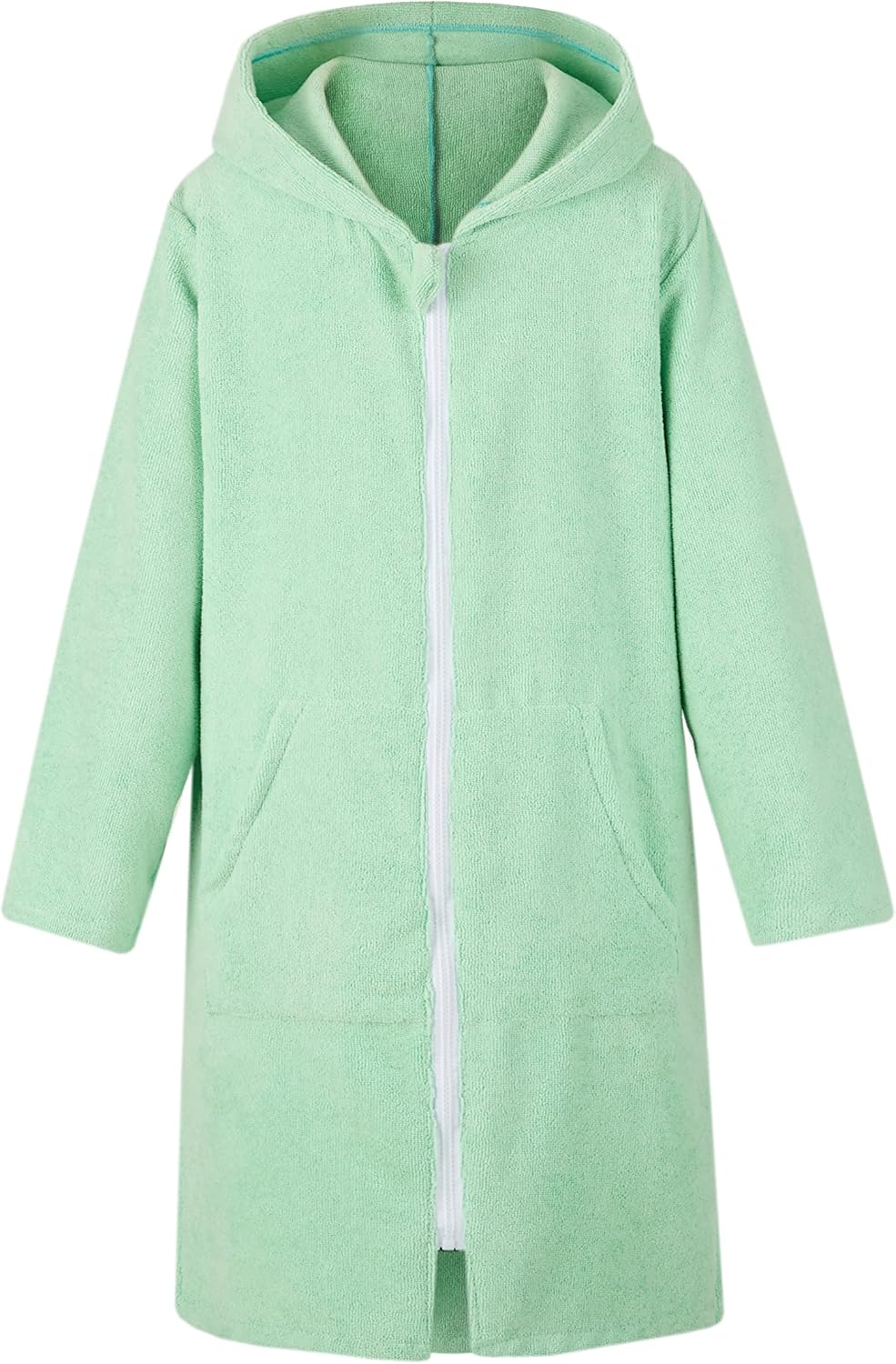 MissShorthair Hooded Towel Robe for Kid, Zipper Beach Cover Up, Swim Changing Robe for Boy, Girls Bath Towelling Poncho