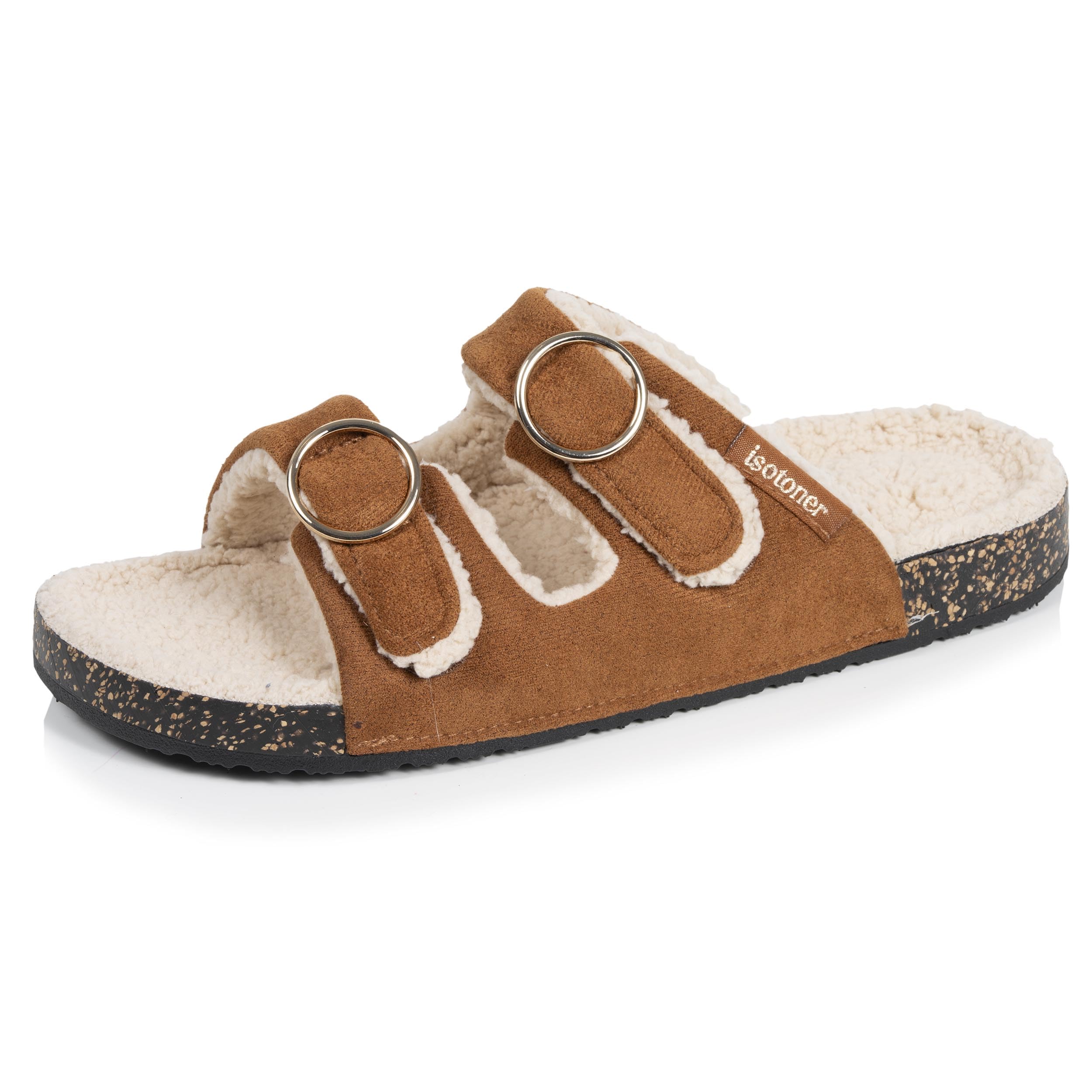 Isotoner Chaussons pantoufles Mules ouvertes femme ultra-confortables patch talon
