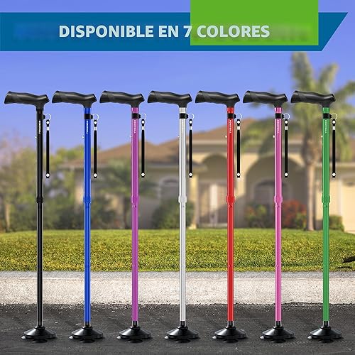 Miniatura 8 de HONEYBULL Bastón plegable para hombres y mujeres, plegable, ajustable, resistente, de pie, todo terreno, plegable para personas mayores y adultos