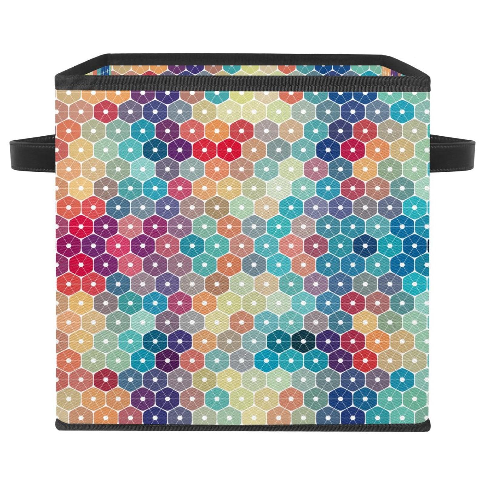 Cube organiseur pour jouets et vêtements de chambre au motif coloré