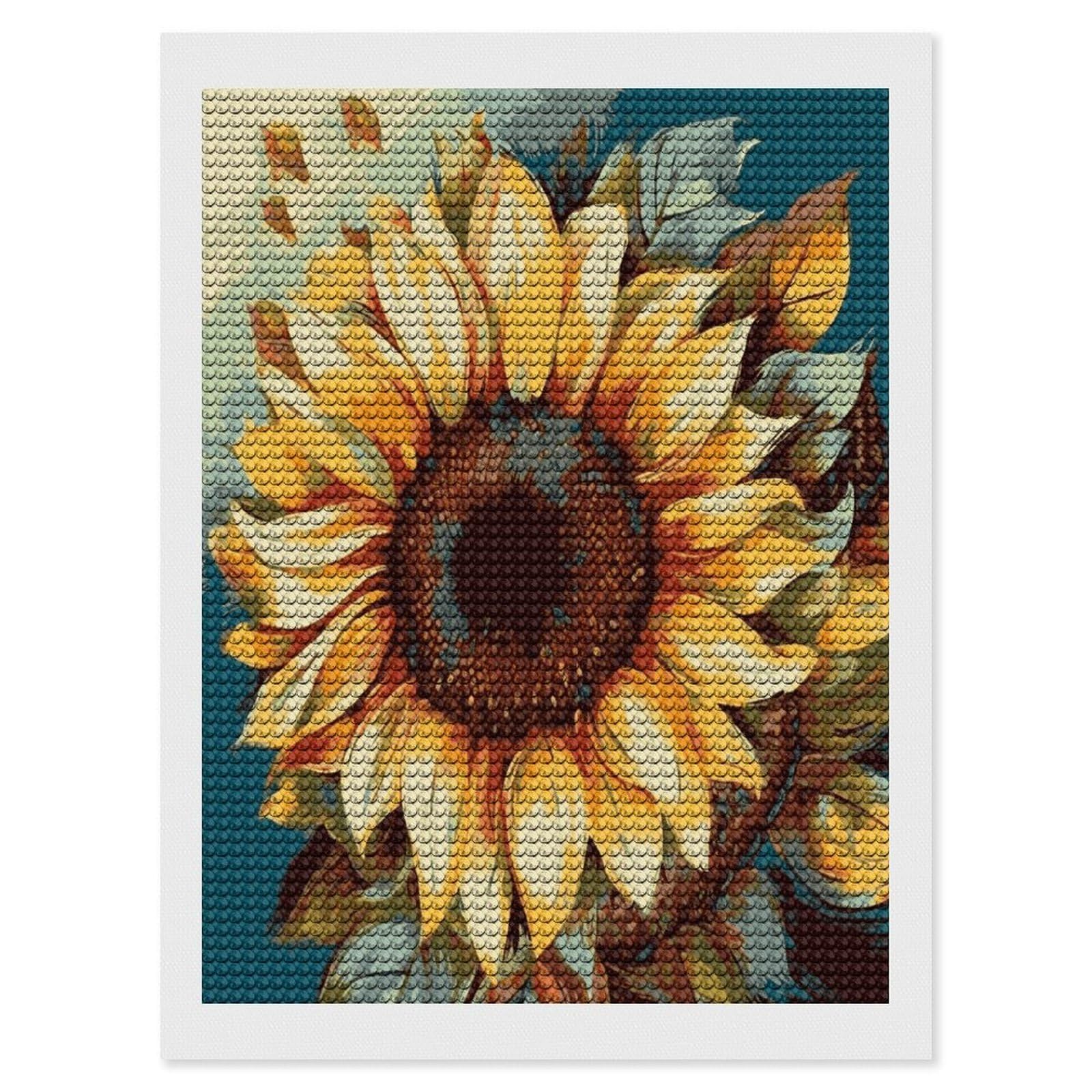 JTREHY Color Painting Sunflower Diamond Art Kits Personalized DIY Round Diamond Painting Kits for Beginner Full Drill Diamonds Dots Paintings for Adults Gem Art Crafts Home Decor