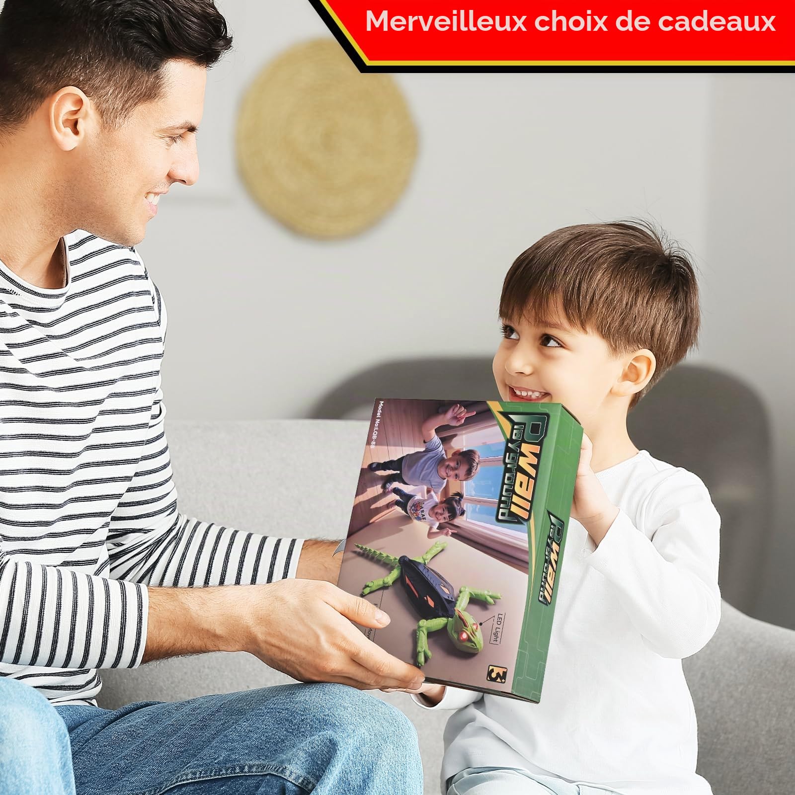 Euakee Lézard Robot Télécommandé Rechargeable, Caméléon Grimpeur avec Yeux LED, Cadeau pour Enfants 3 à 12 Ans (B)